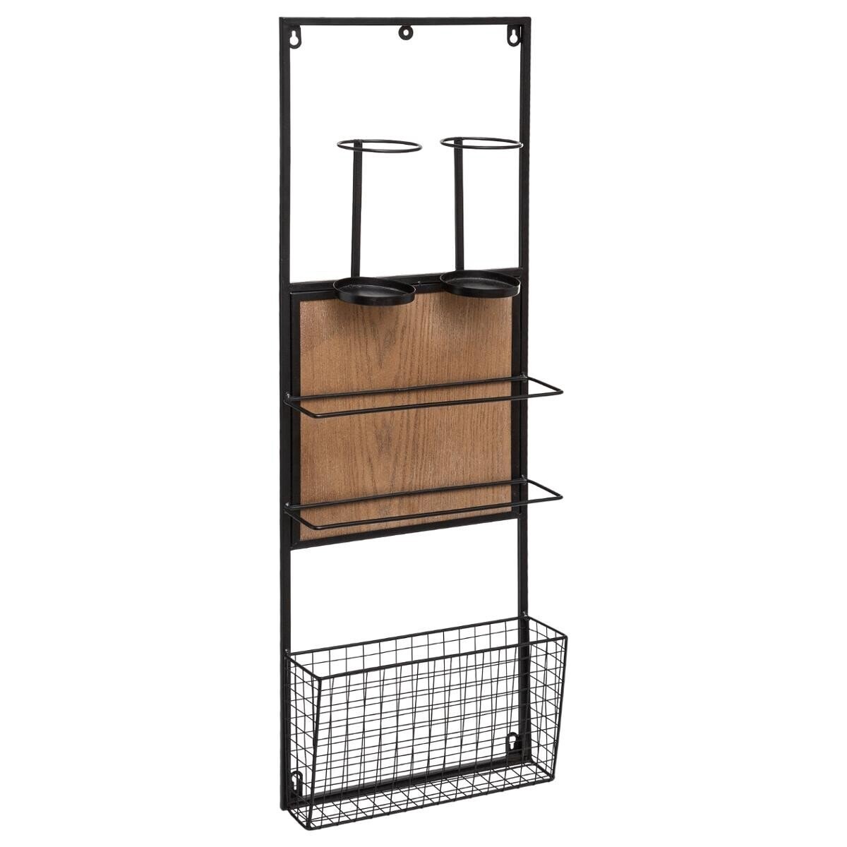 Wijnrek Wandplank Wandschap Industrieel | Hout en Staal | 29x9.5x90cm - Industrieelinhuis.nl