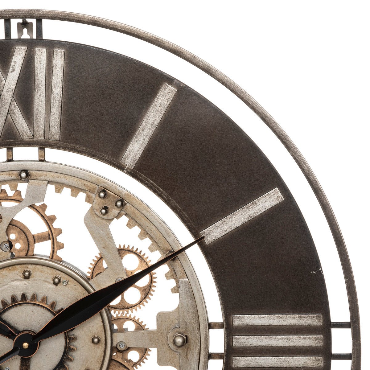 Klok Wandklok Goud met tandwielen industrieel | Staal Goud | ø 70cm - Industrieelinhuis.nl