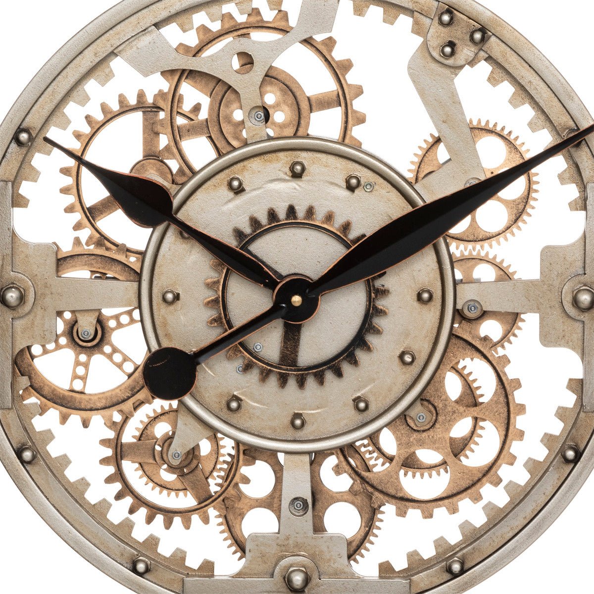 Klok Wandklok Goud met tandwielen industrieel | Staal Goud | ø 70cm - Industrieelinhuis.nl