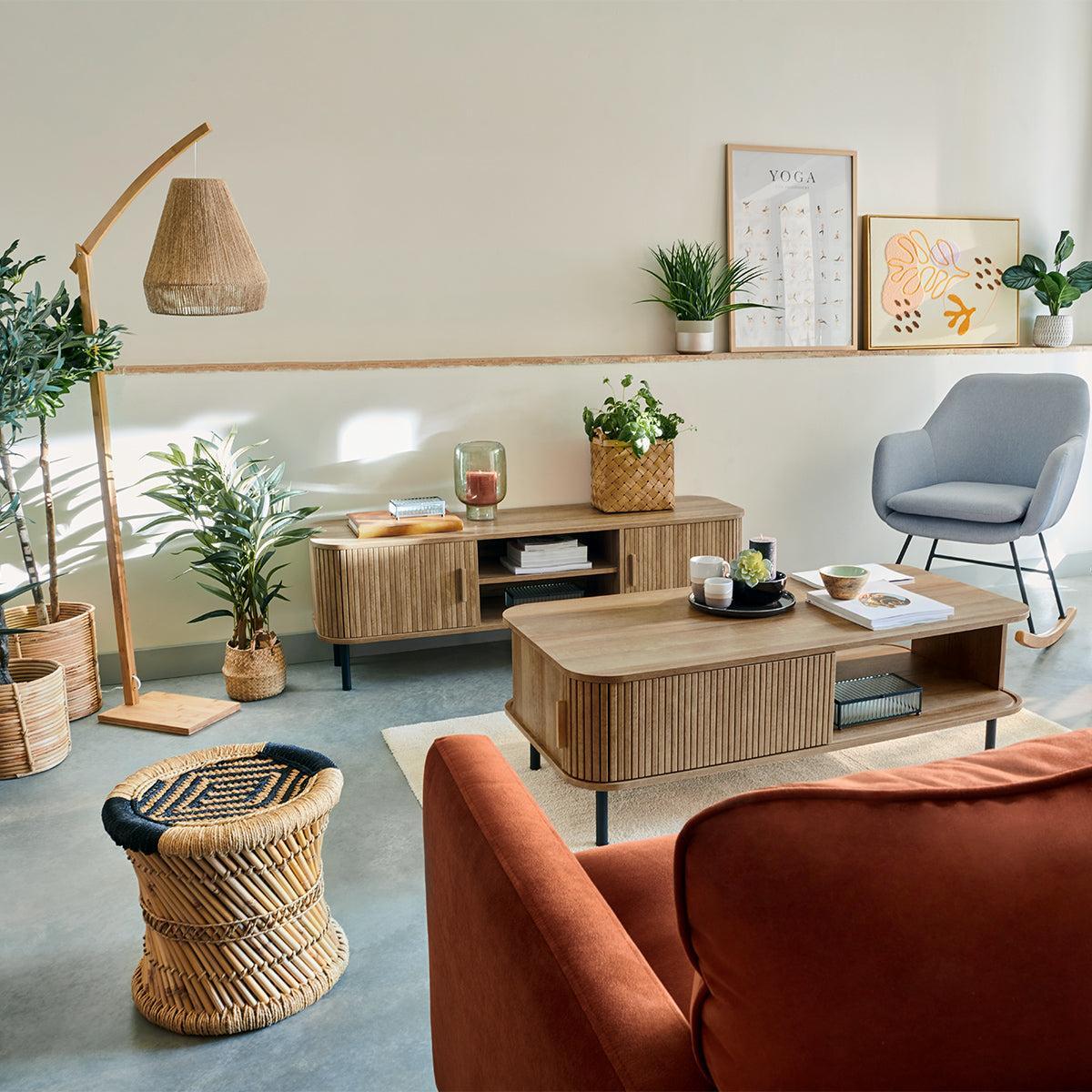 "Bali" Modern TV-Meubel met 2 Deuren en Eiken Effect Afwerking - Industrieelinhuis.nl
