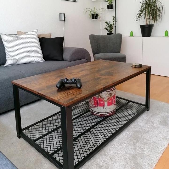 Salontafel Industrieel Design | Houtlook en Staal | 106,2x60,2x45cm