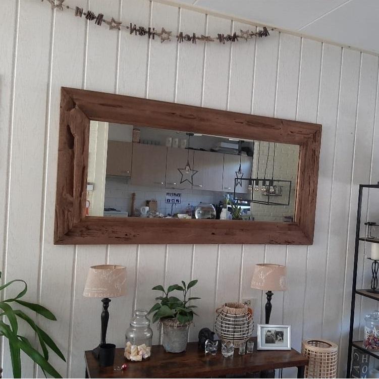 Spiegel vintage look | Teakhout | 200x100cm - Industrieelinhuis.nl