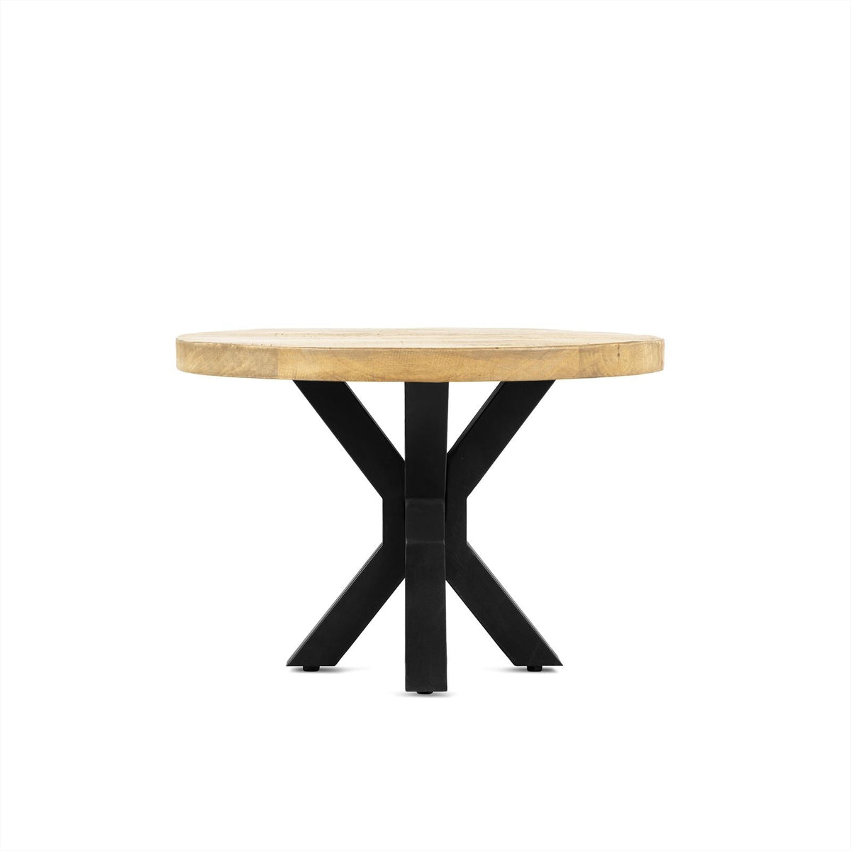 Salontafel Kyara Rond – Mangohout & Zwart Staal | 60 cm | Modern & Industrieel - Industrieelinhuis.nl