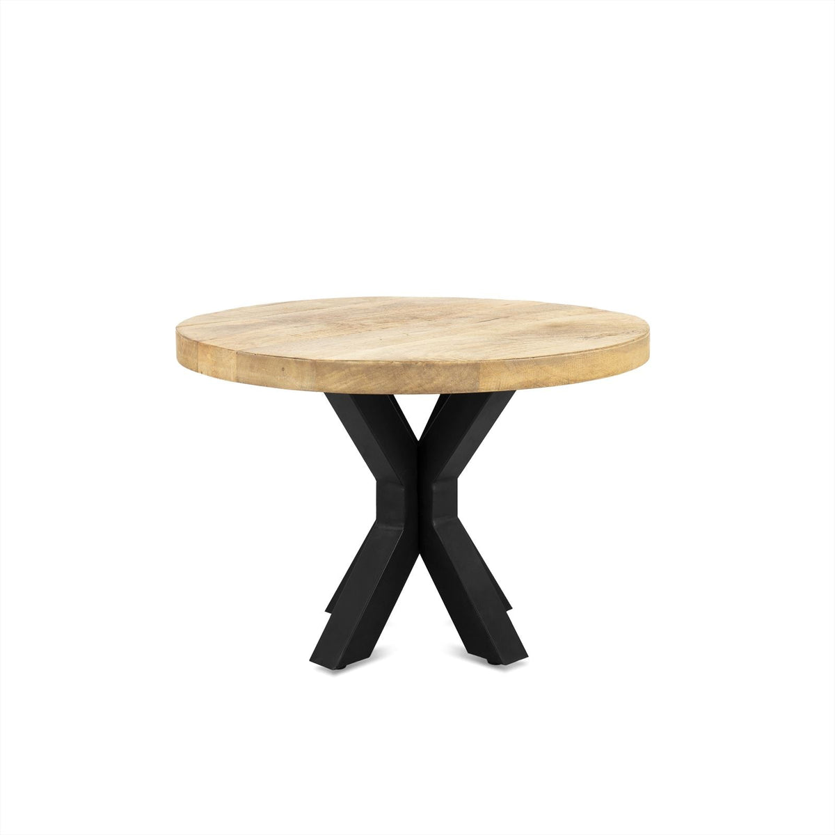 Salontafel Kyara Rond – Mangohout & Zwart Staal | 60 cm | Modern & Industrieel - Industrieelinhuis.nl