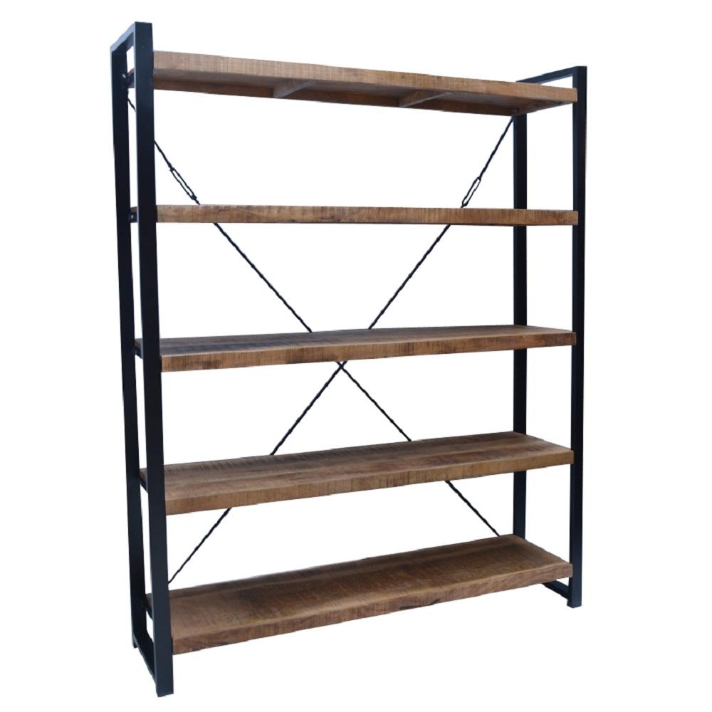 Boekenkast / Schappenkast Industrieel Design | Mangohout en Staal | 120x40x200cm - Industrieelinhuis.nl
