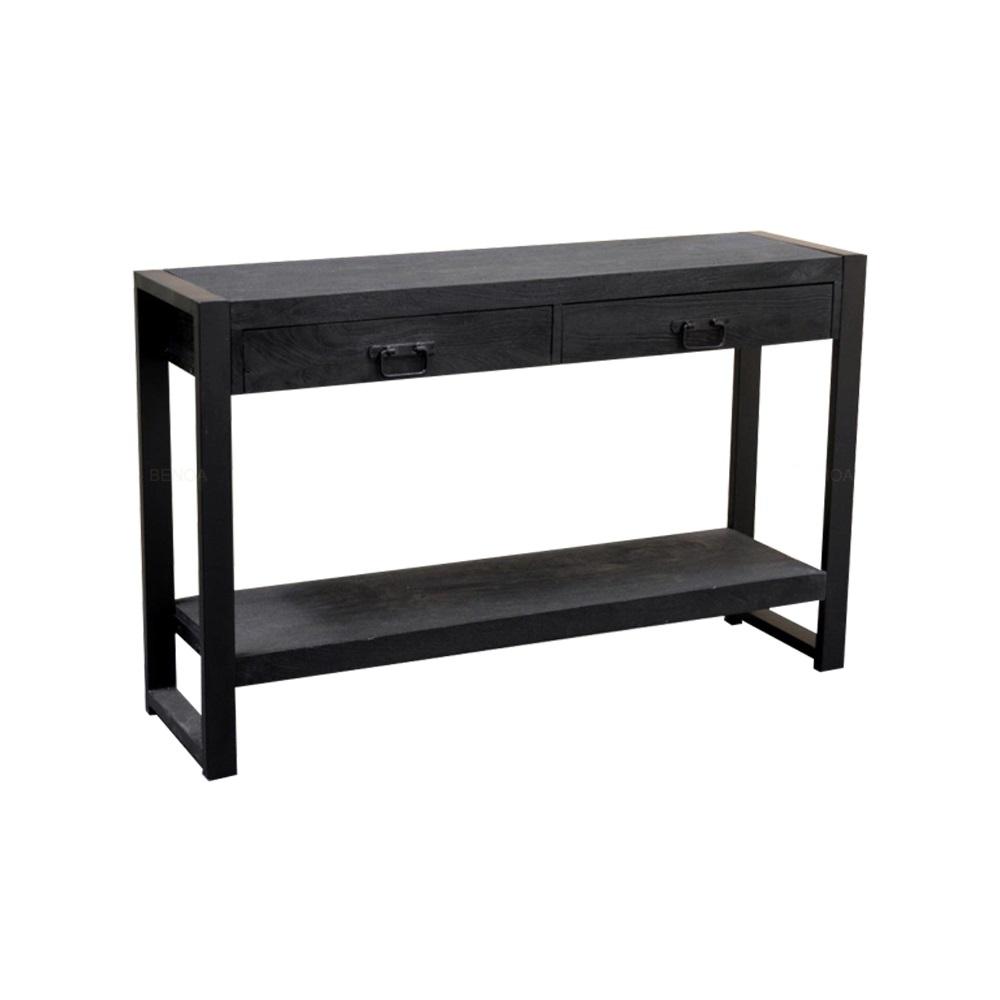 Sidetable zwart mangohout | 120 x 35 x 76 cm | Industrieel