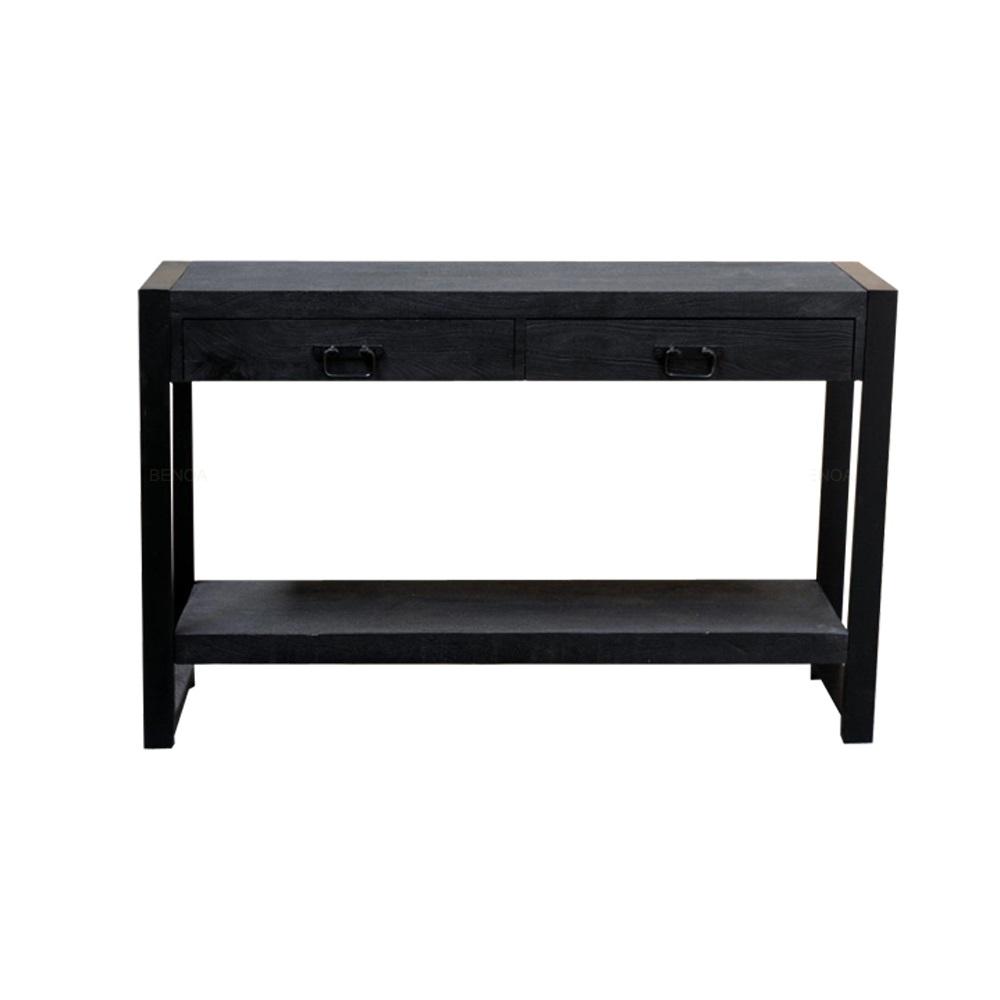 Sidetable zwart mangohout | 120 x 35 x 76 cm | Industrieel