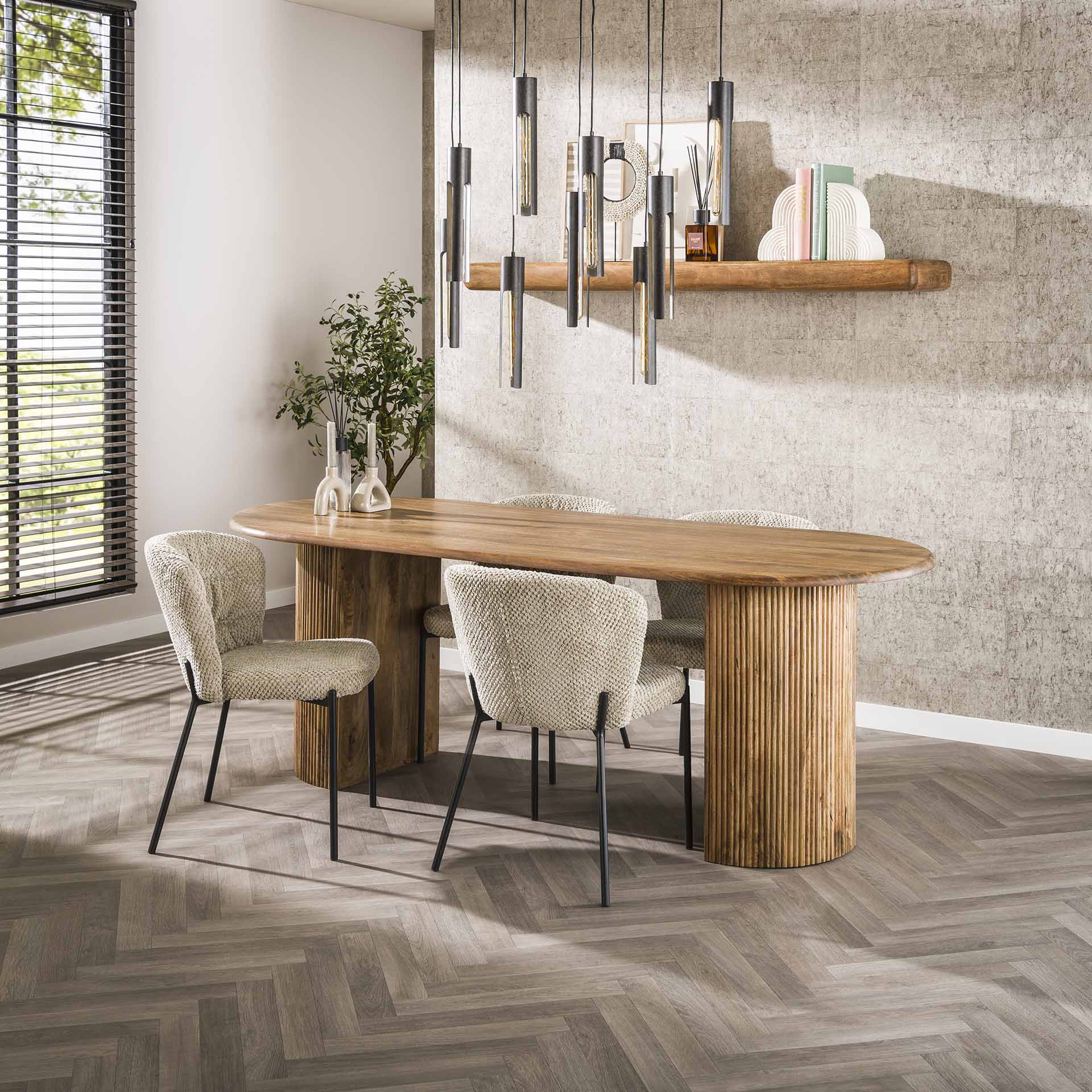 ovale eettafel mangohout