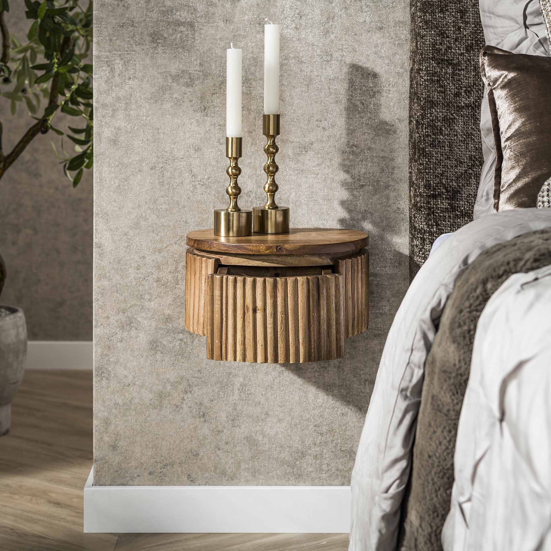 Zwevend nachtkastje Wave XS Rond - Industrieelinhuis.nl