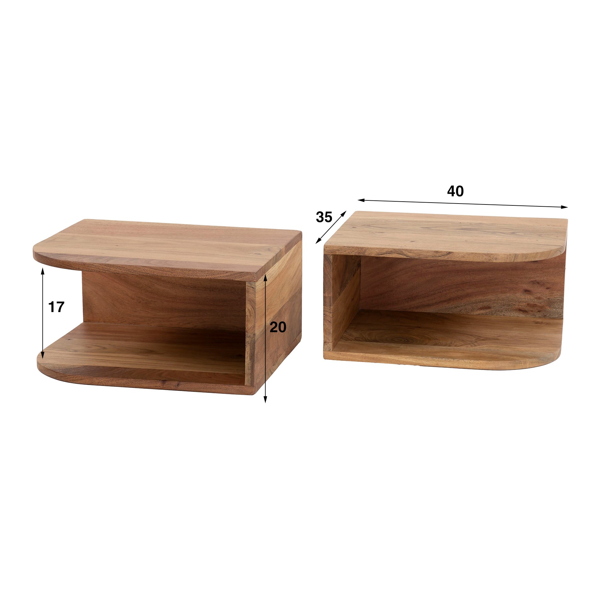 Zwevend nachtkastje acaciahout