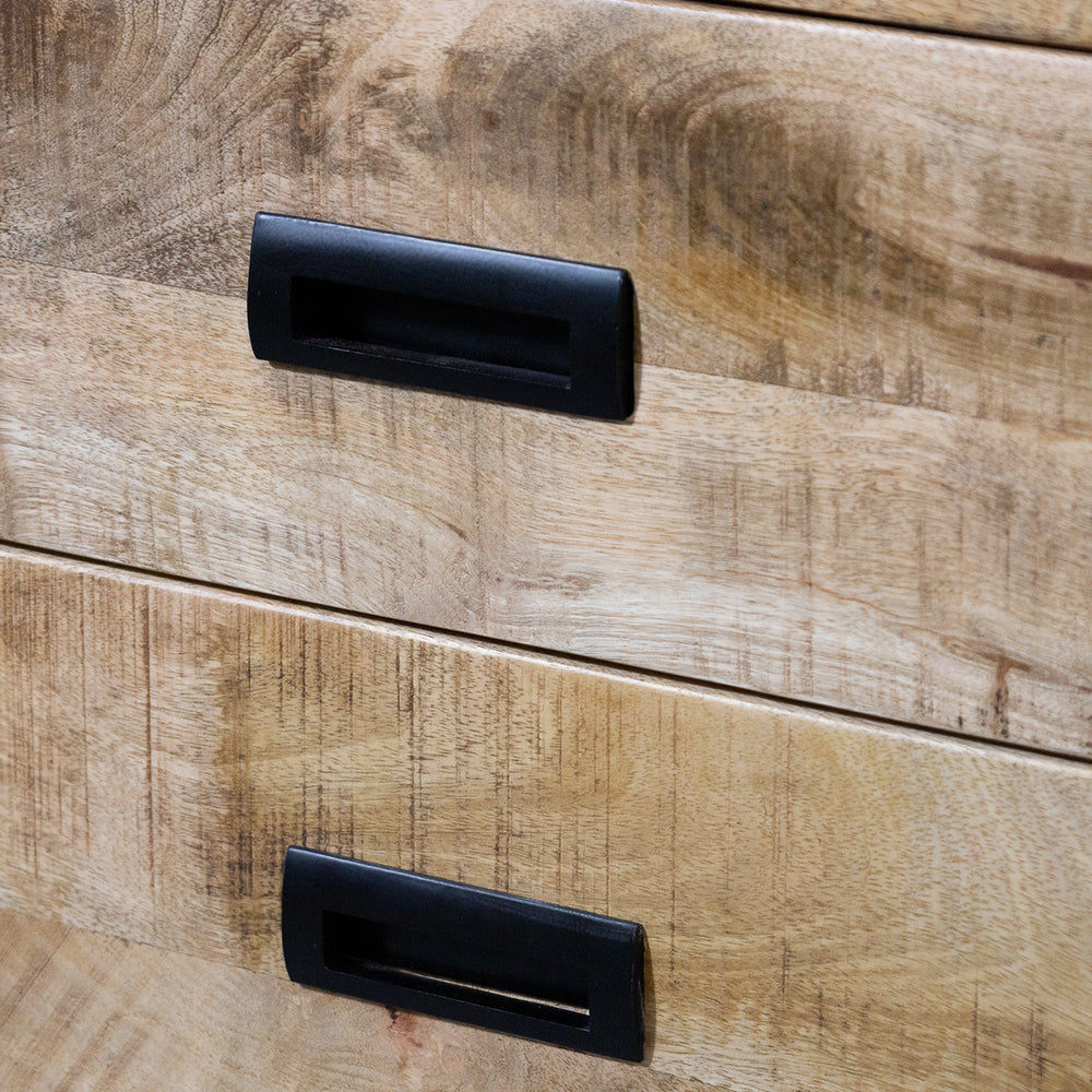 Industrieel Kastje van Mangohout met 2 Lades – Staal & Massief Hout | 75x65x45 cm