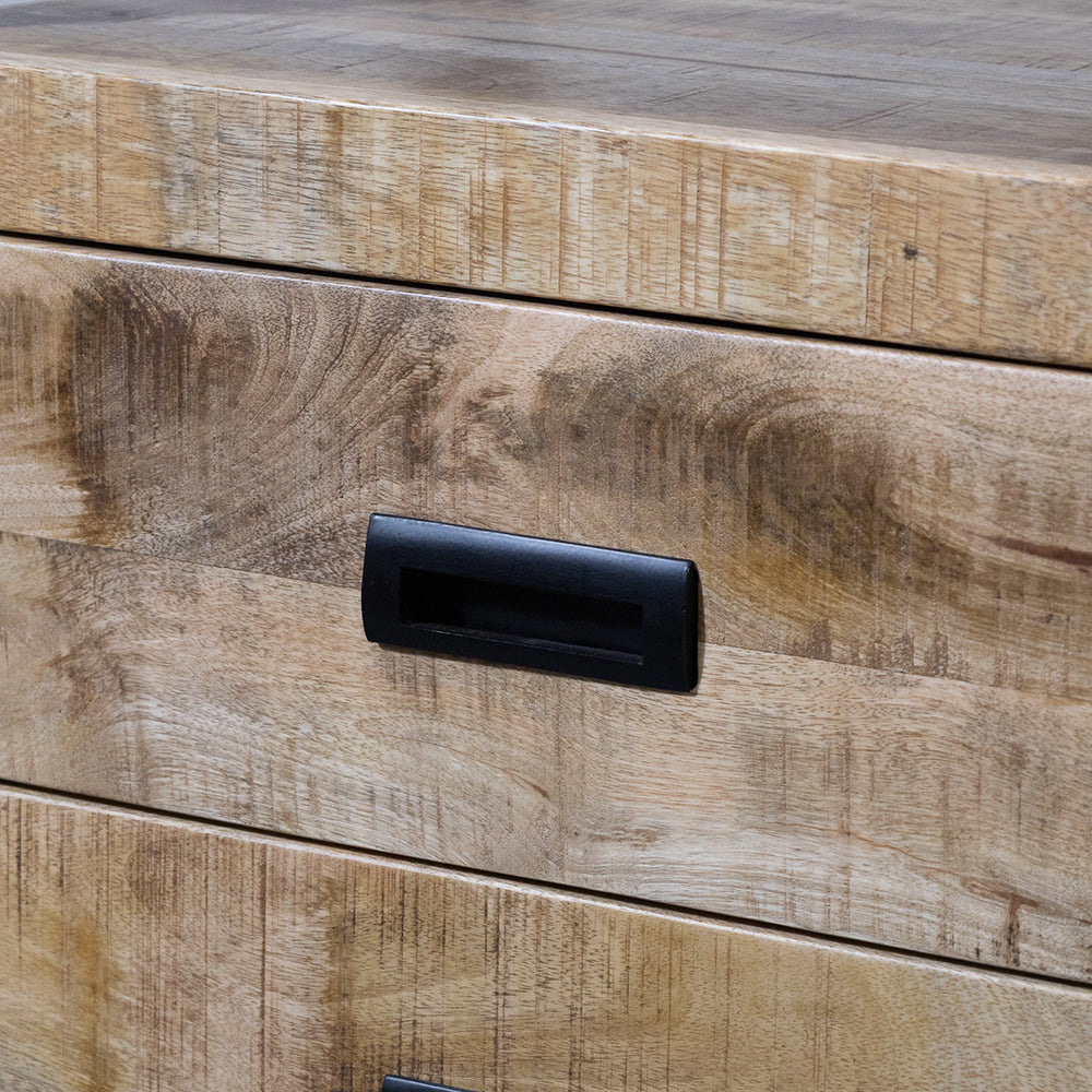 Industrieel Kastje van Mangohout met 2 Lades – Staal & Massief Hout | 75x65x45 cm