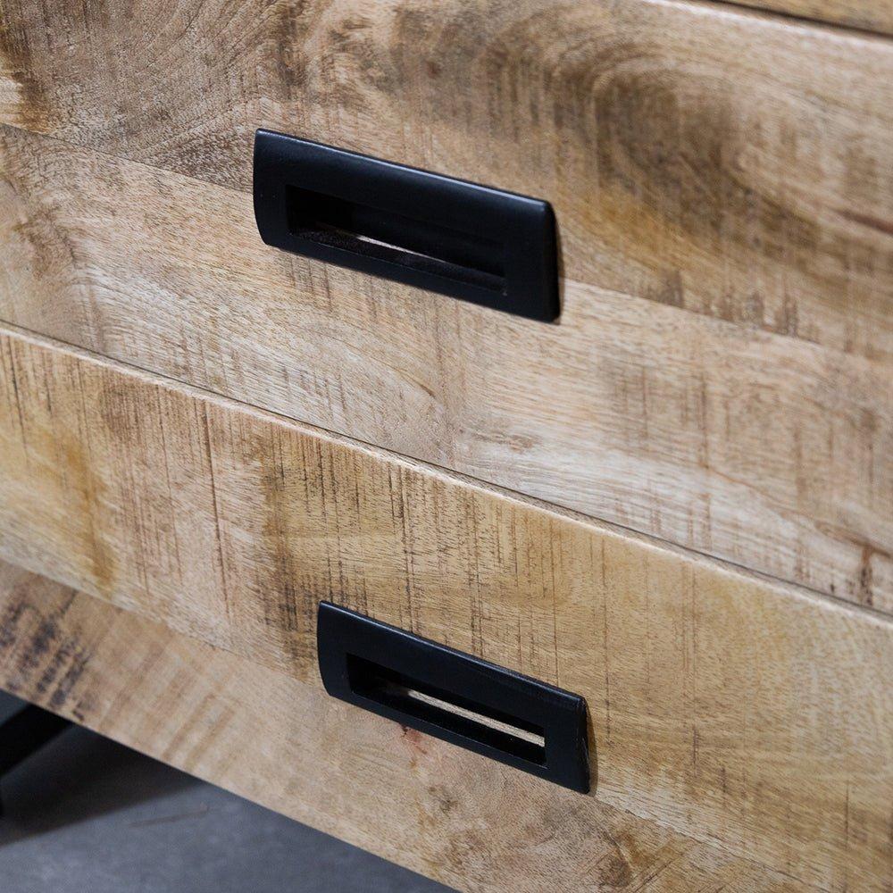 Industrieel Kastje van Mangohout met 2 Lades – Staal & Massief Hout | 75x65x45 cm - Industrieelinhuis.nl
