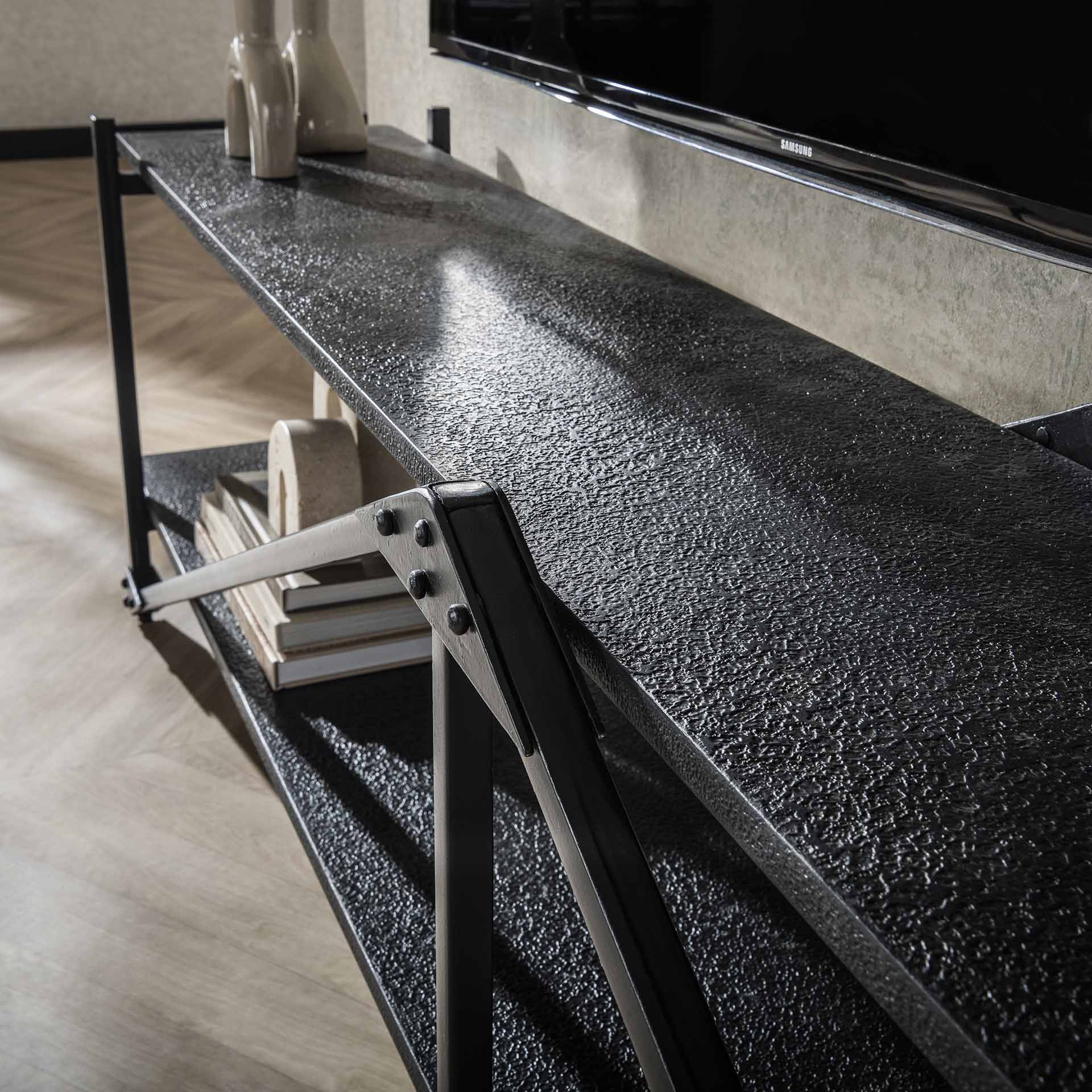 Open TV meubel industrieel Piero 220cm - Industrieelinhuis.nl