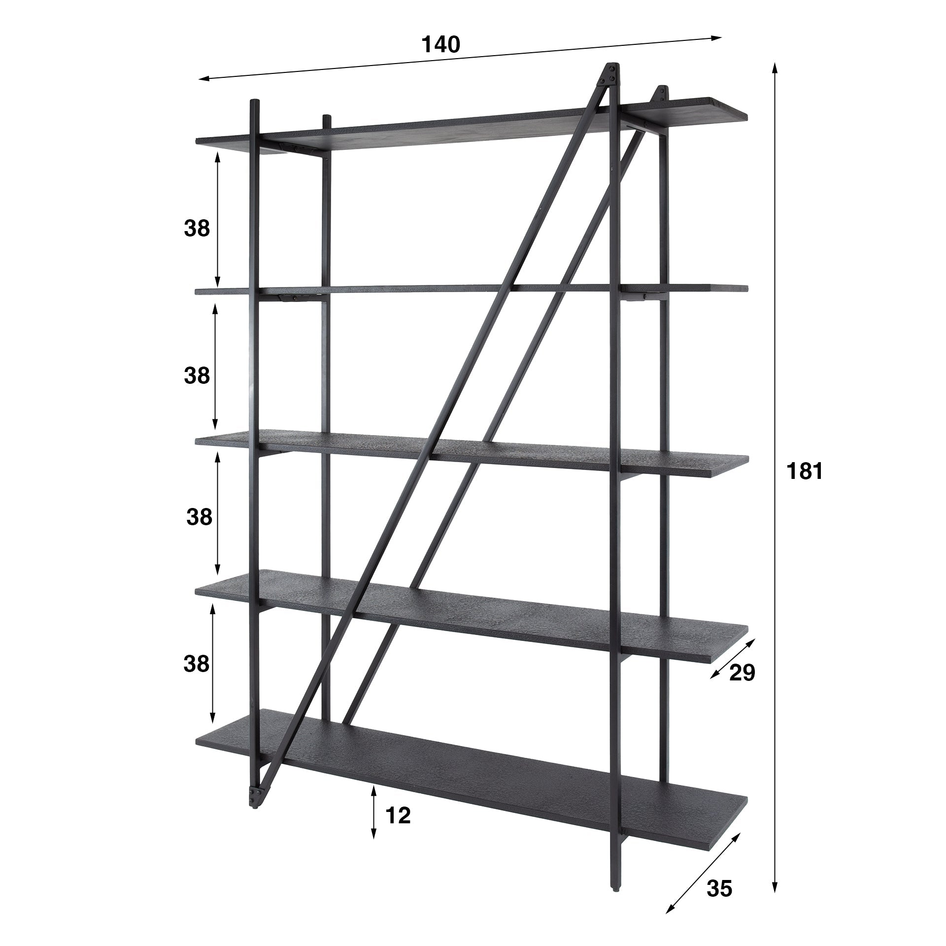 Wandrek Piero Hoog 140cm - Industrieelinhuis.nl