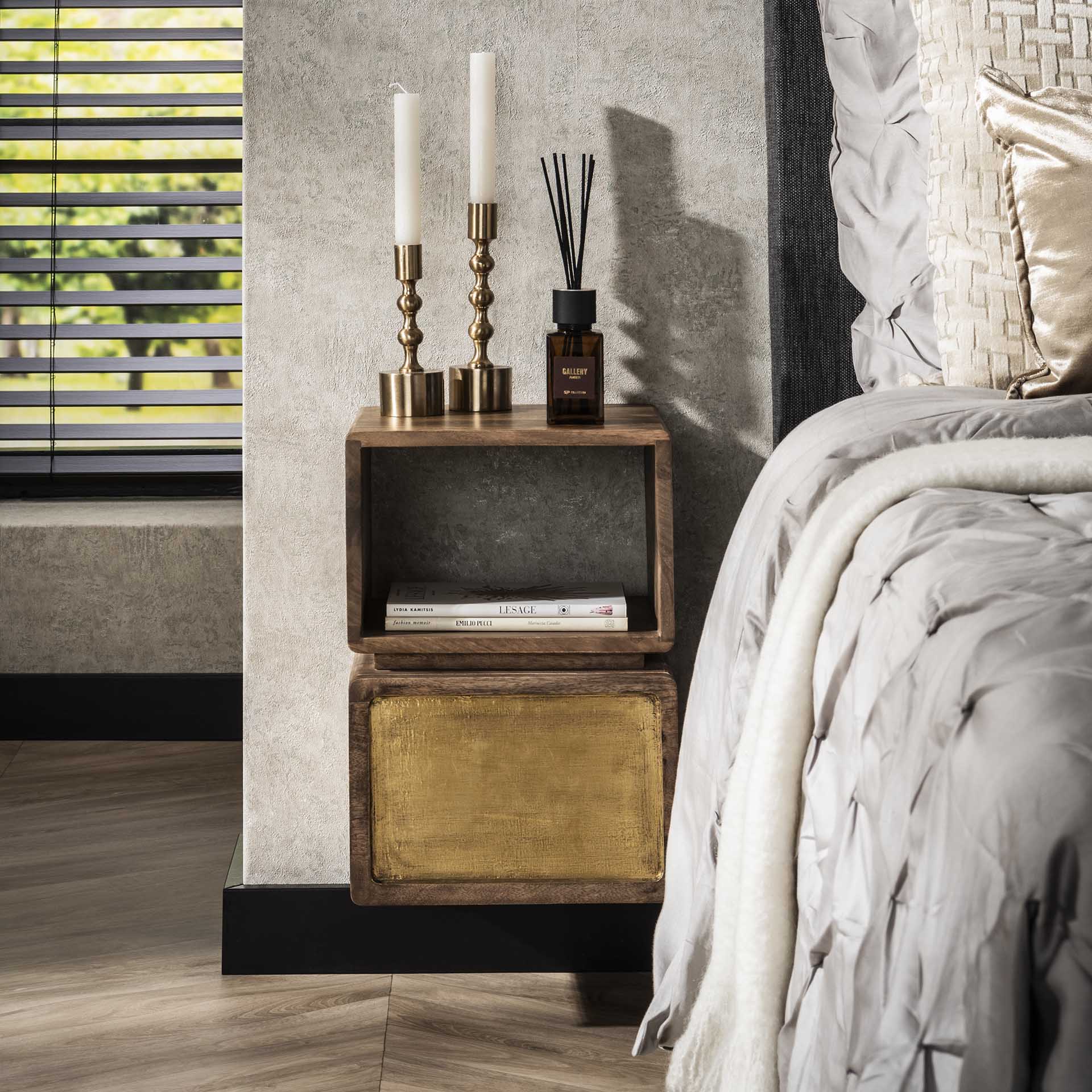 Nachtkastje Wallbox Brass XS - Industrieelinhuis.nl