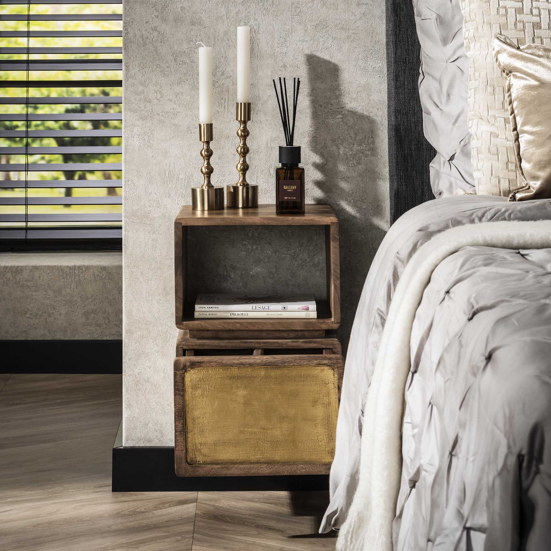 Nachtkastje Wallbox Brass XS - Industrieelinhuis.nl