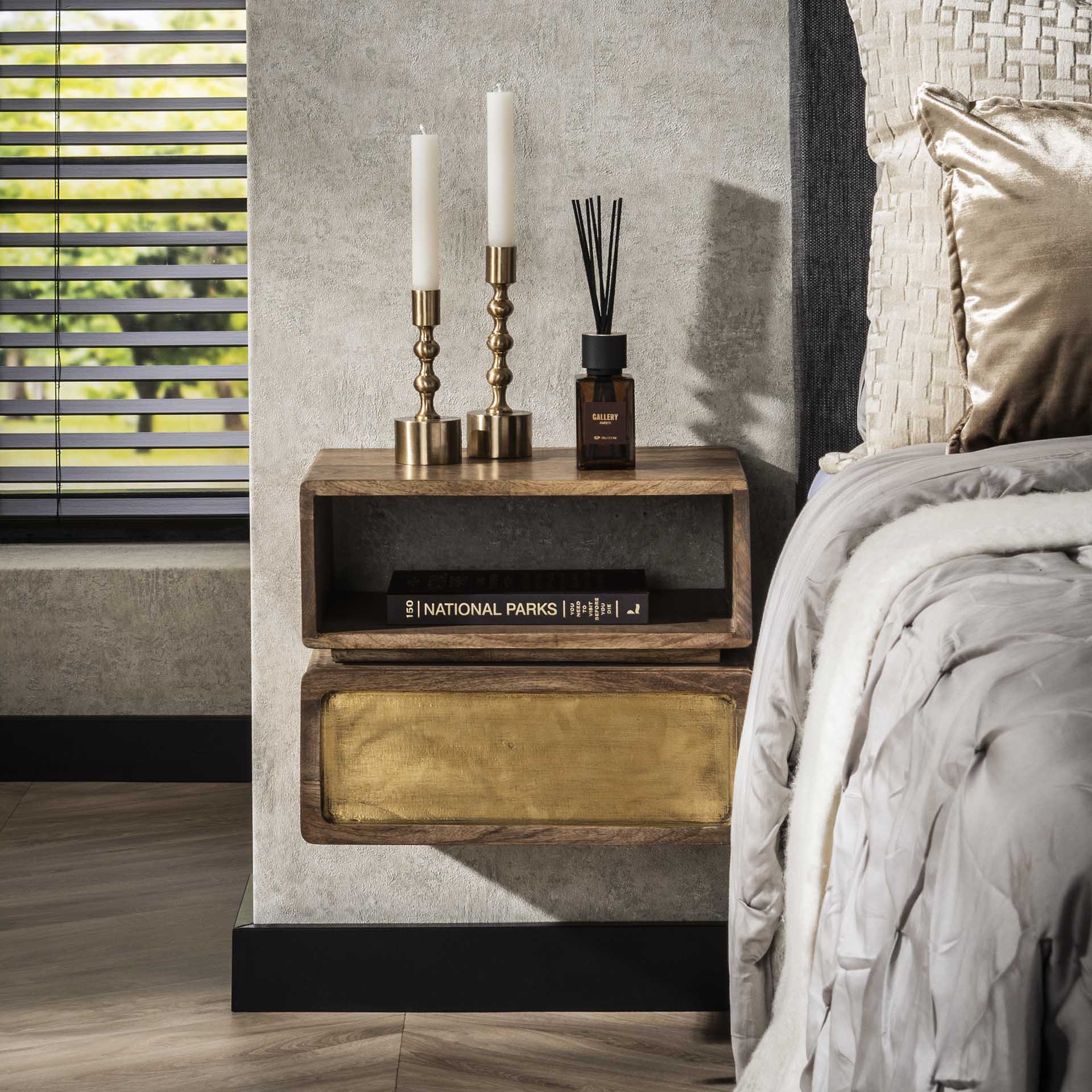Nachtkastje Wallbox Brass - Industrieelinhuis.nl