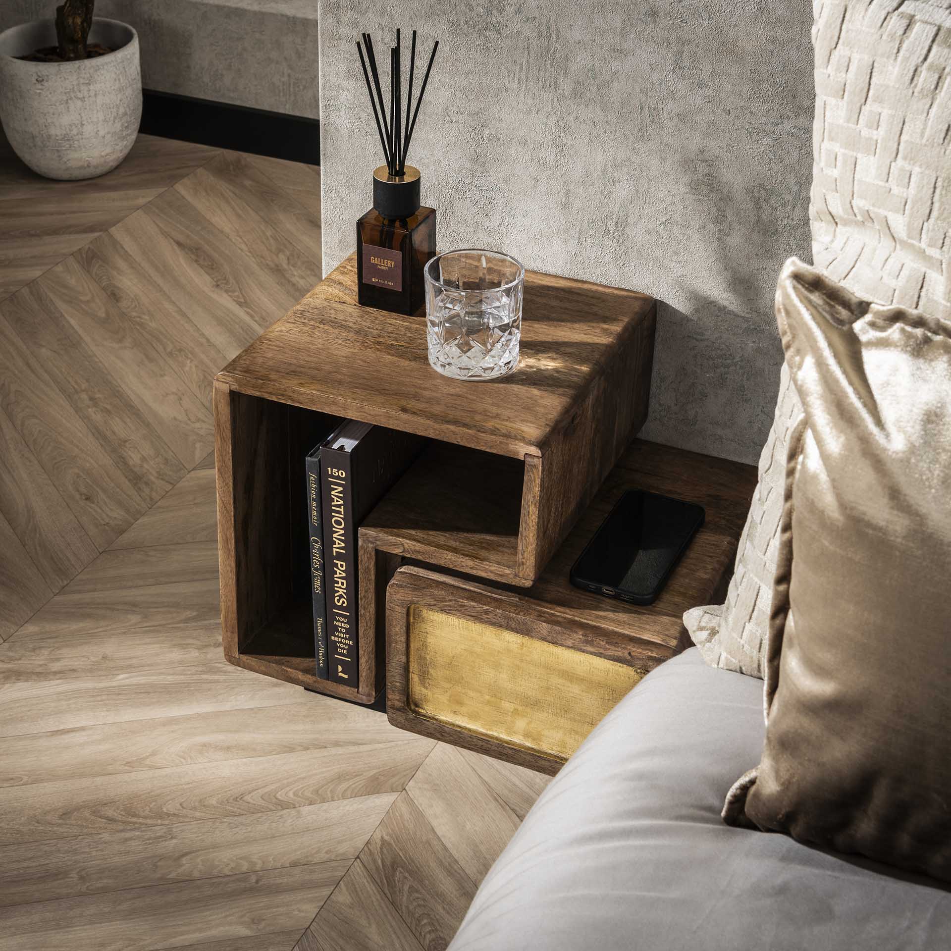 Nachtkastje Wallbox Brass Duo - Industrieelinhuis.nl