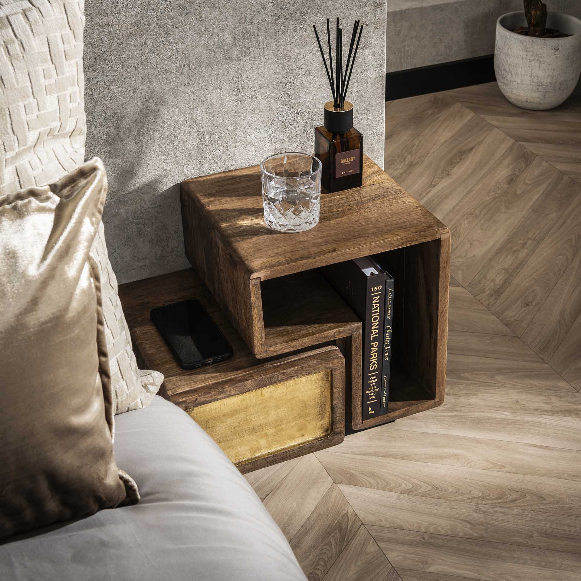 Nachtkastje Wallbox Brass Duo - Industrieelinhuis.nl