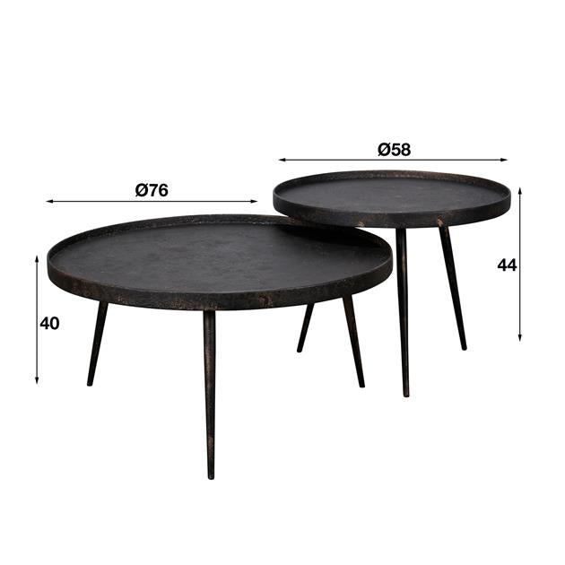 Salontafelset Rond Lyla Zwart Metallic