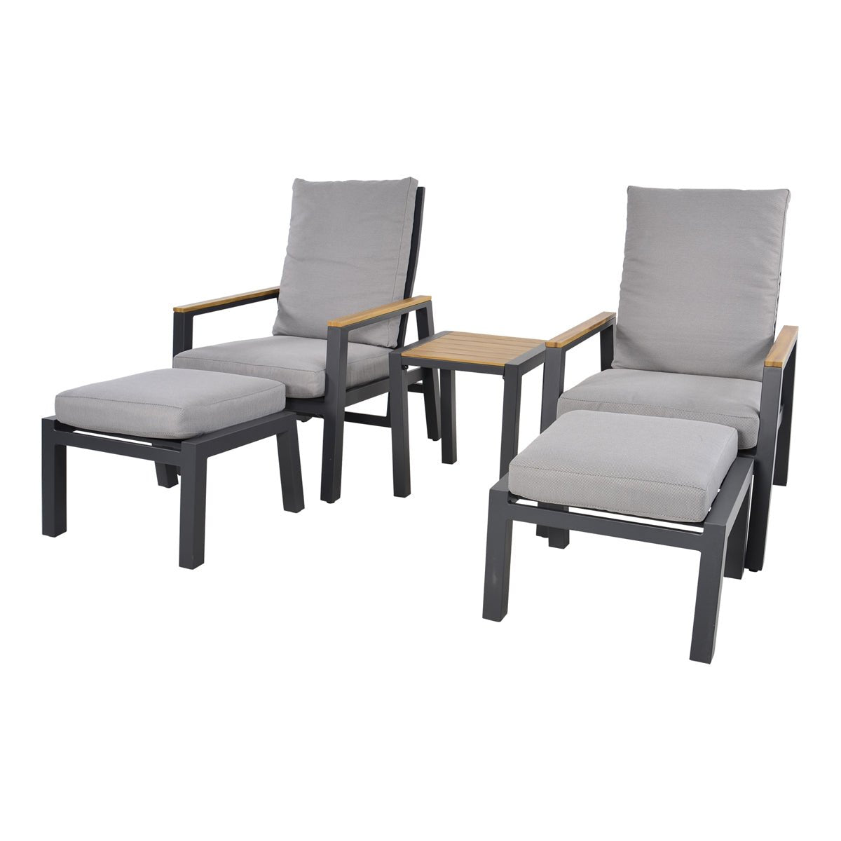 Duoset tuinstoelen met hocker Koda - Industrieelinhuis.nl