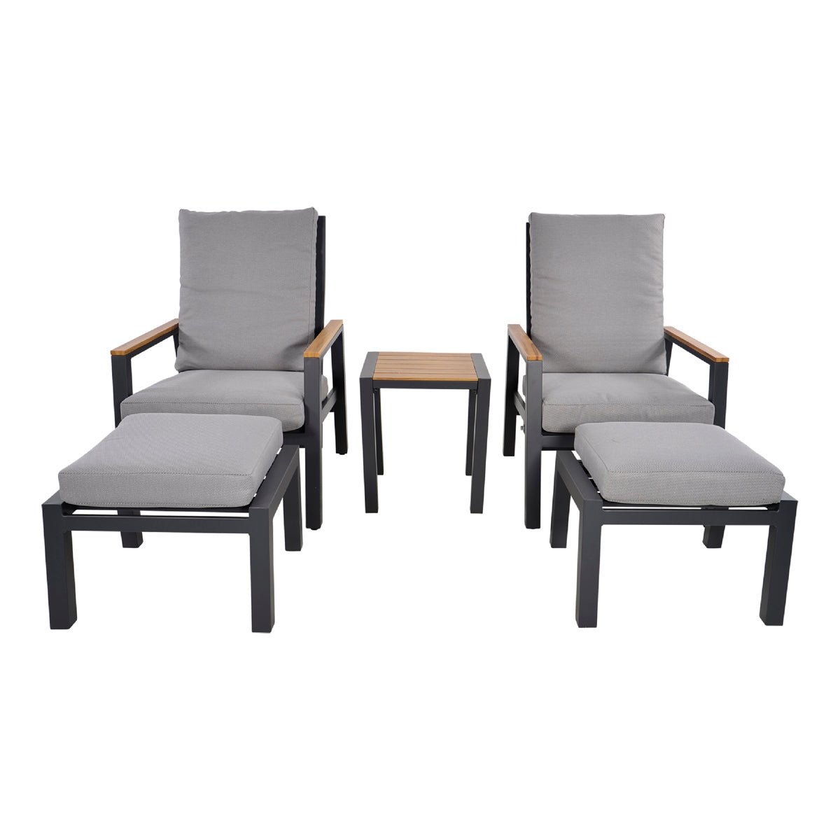 Duoset tuinstoelen met hocker Koda - Industrieelinhuis.nl