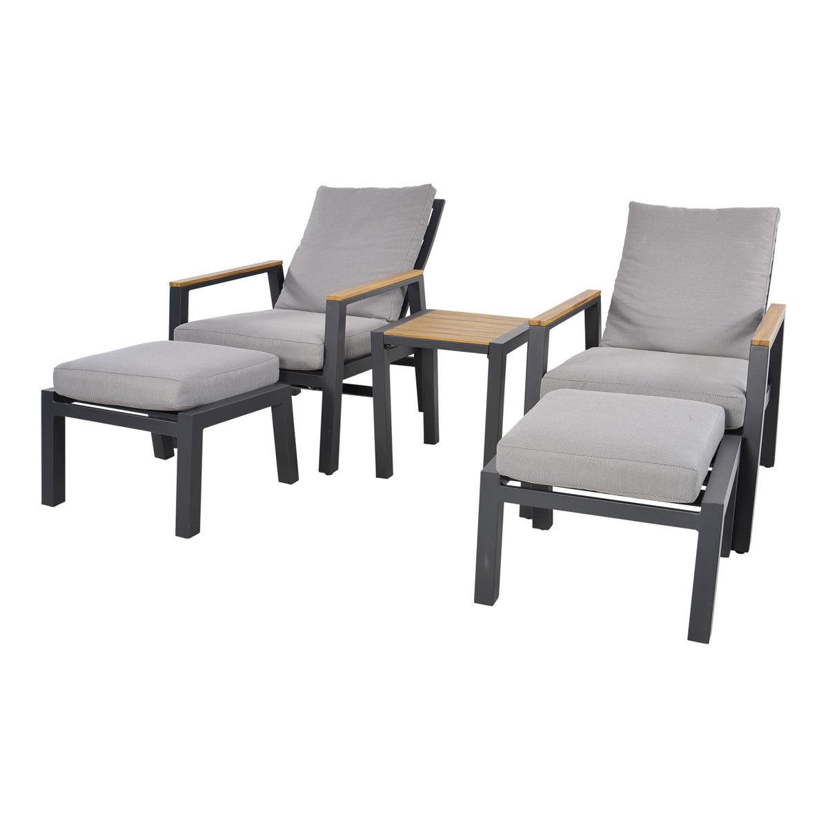 Duoset tuinstoelen met hocker Koda - Industrieelinhuis.nl
