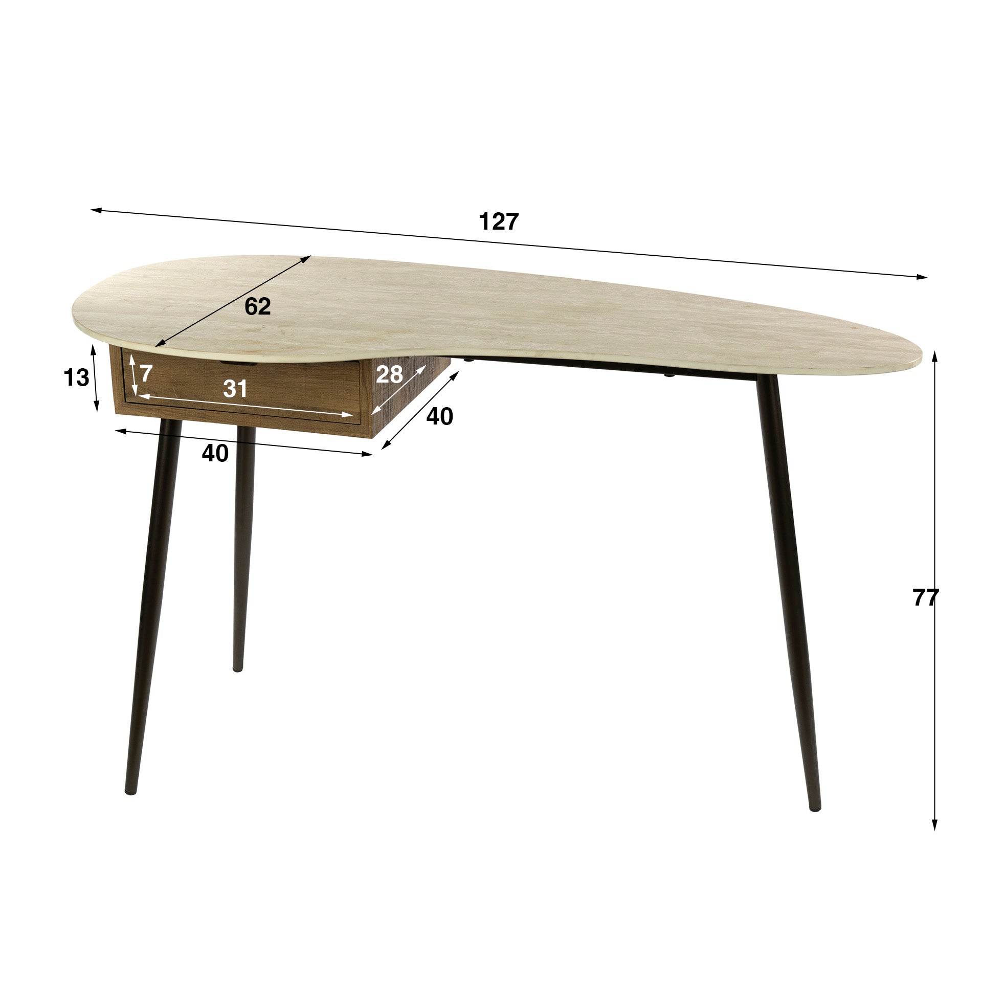 Kaptafel met lade Tova - Industrieelinhuis.nl