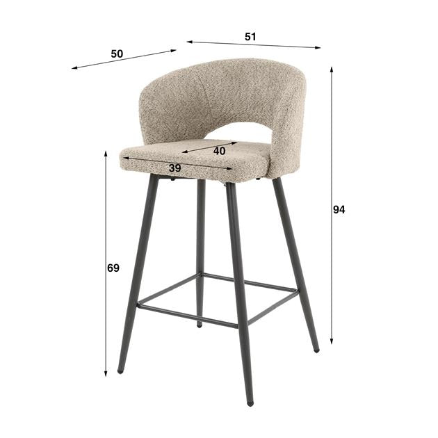 Barkruk Sasha Beige Boucle - Industrieelinhuis.nl