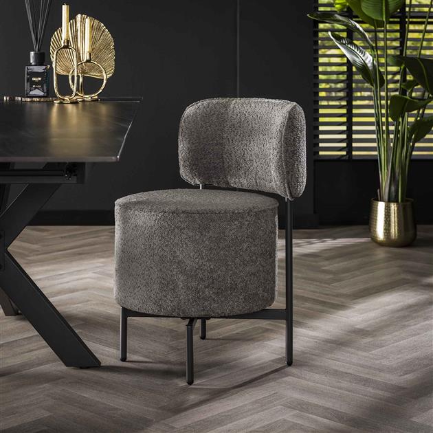 Eetkamerstoel Draaibaar Bowie Grijs Boucle - Industrieelinhuis.nl