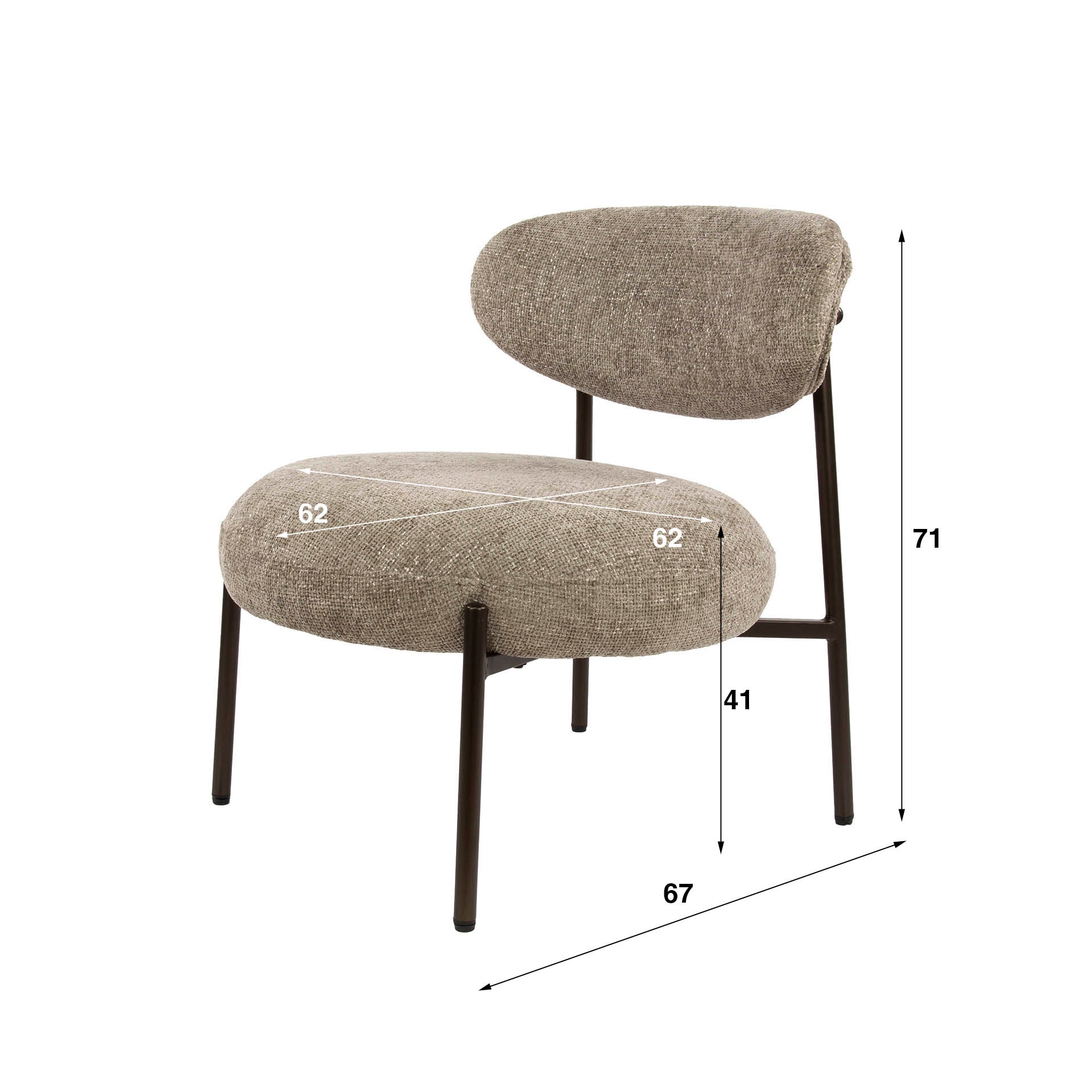 Ronde fauteuil Sofia Zand - Industrieelinhuis.nl