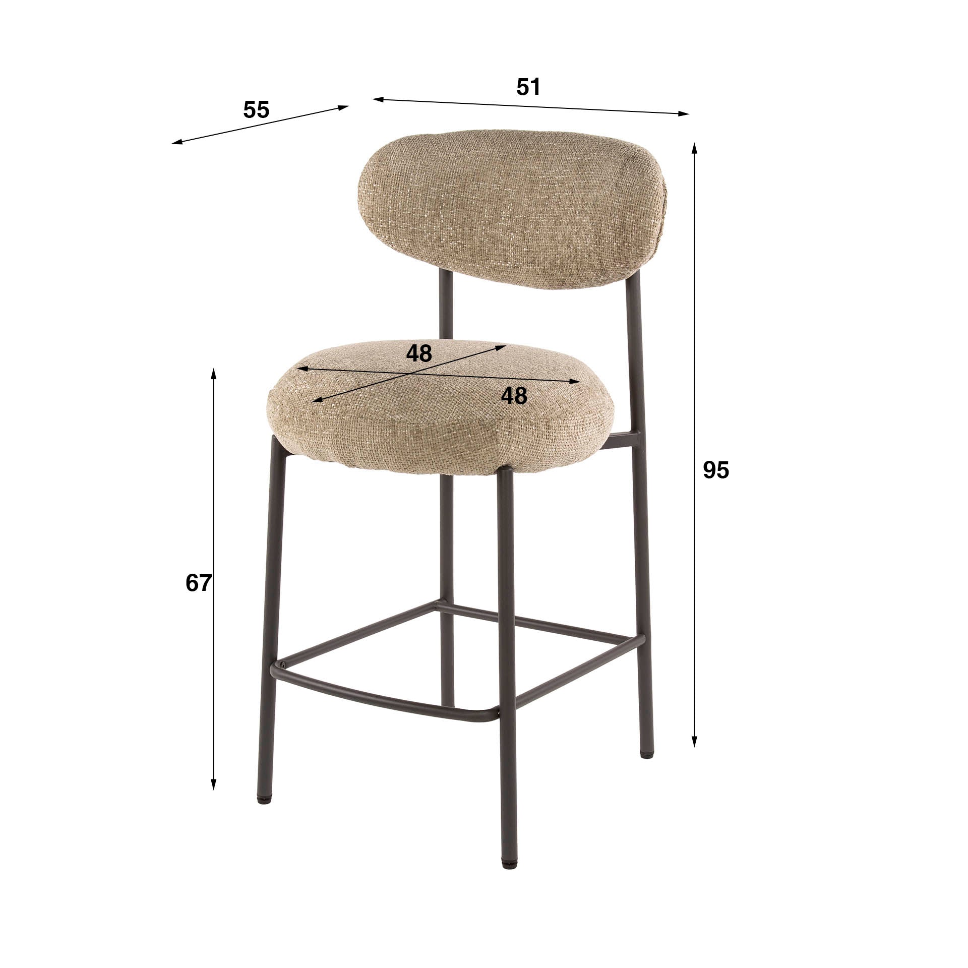 Barstoel Round (per 2 bestellen) - Industrieelinhuis.nl