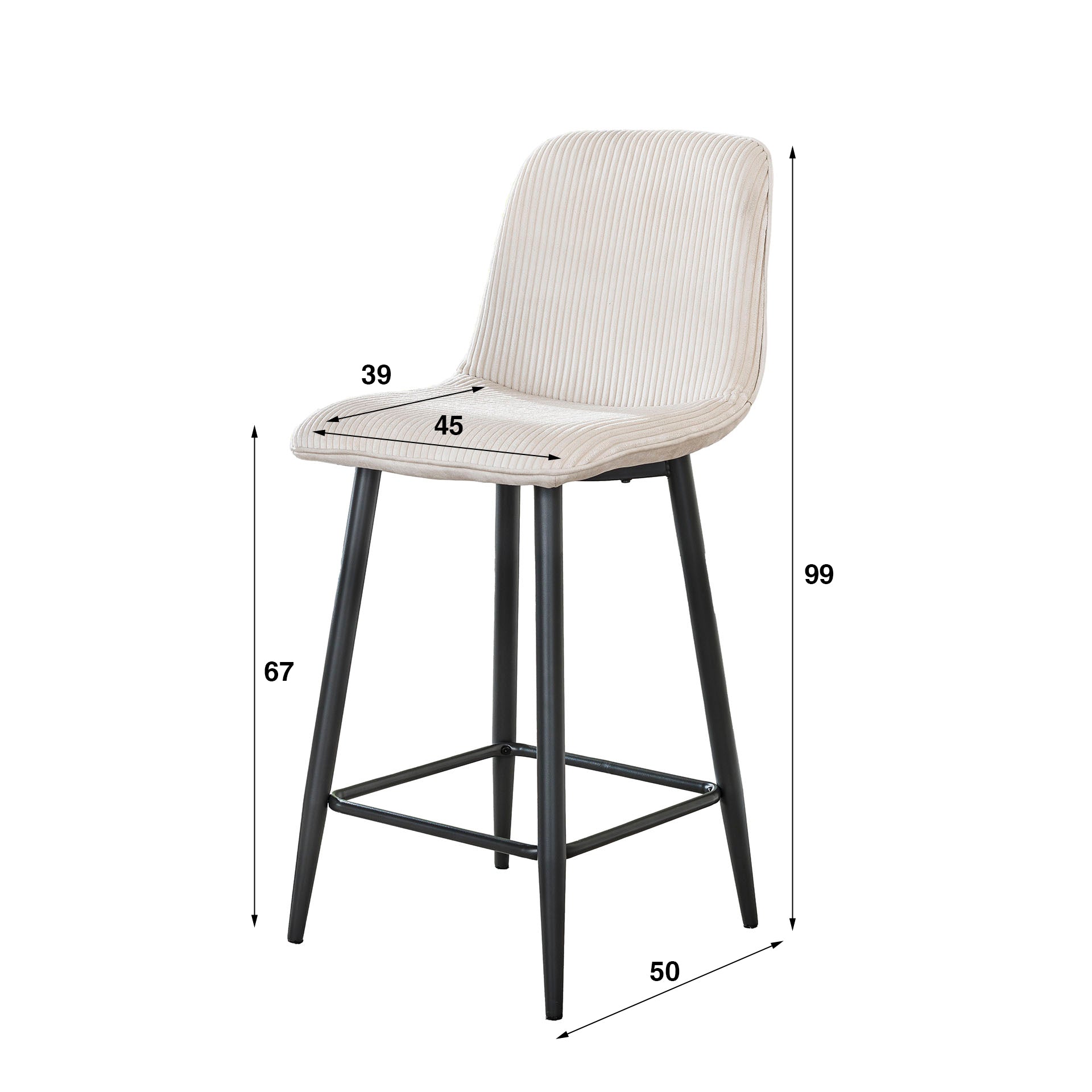 Barstoel Verdan Rib gebroken wit (bestellen per 2) - Industrieelinhuis.nl