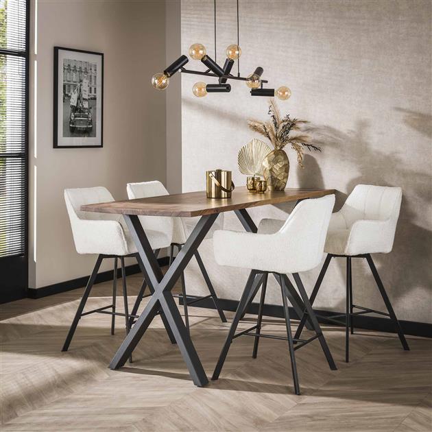 Barstoel Rodin draaibaar Wit Boucle - Industrieelinhuis.nl