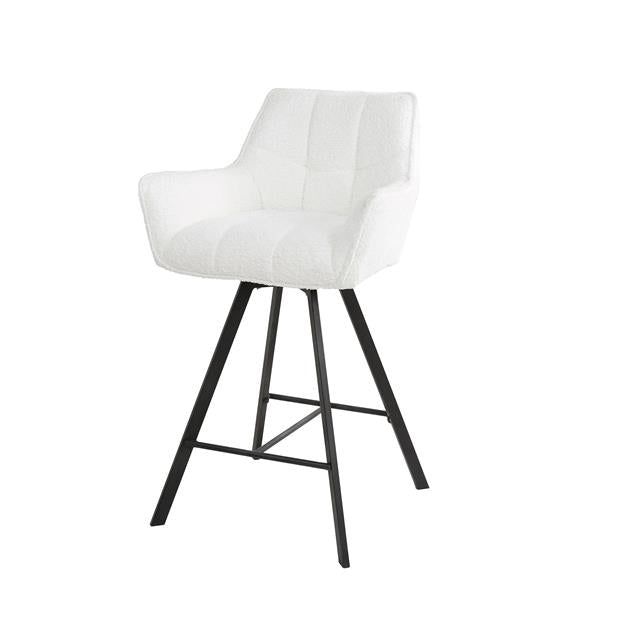 Barstoel Rodin draaibaar Wit Boucle - Industrieelinhuis.nl