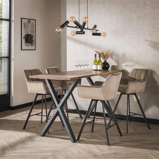 Barstoel Rodin draaibaar Champagne velours - Industrieelinhuis.nl