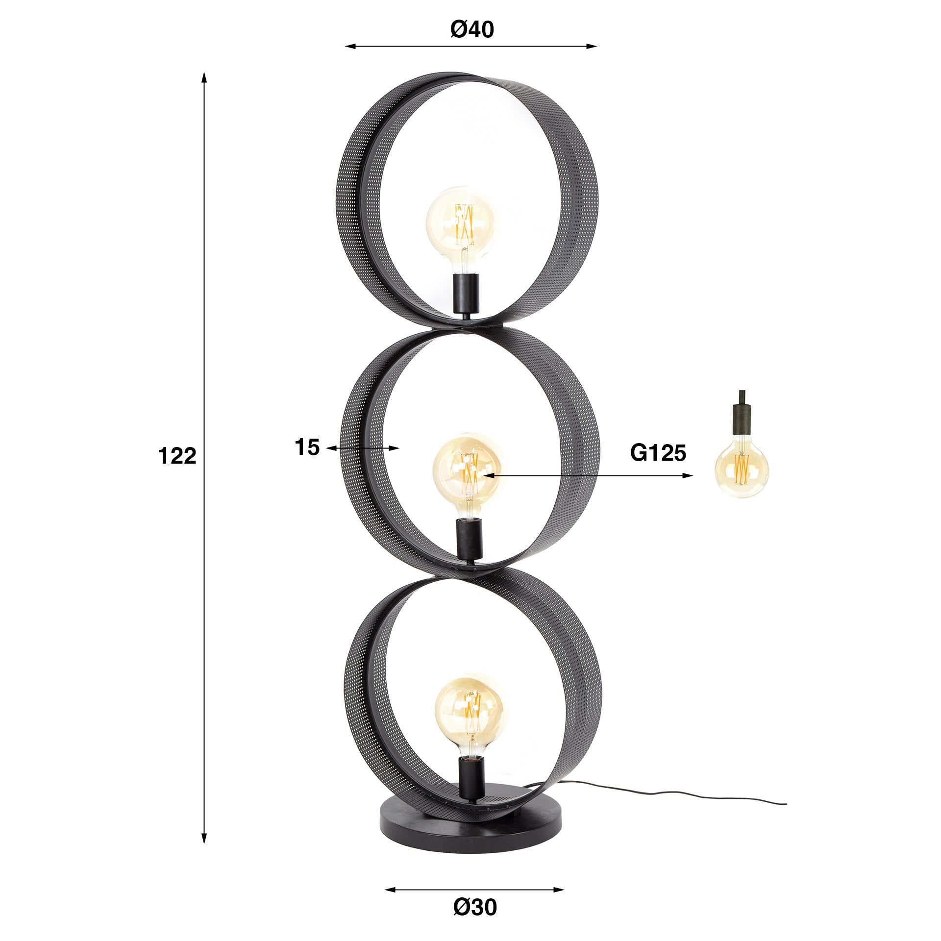 Vloerlamp Ring 3L - Industrieelinhuis.nl