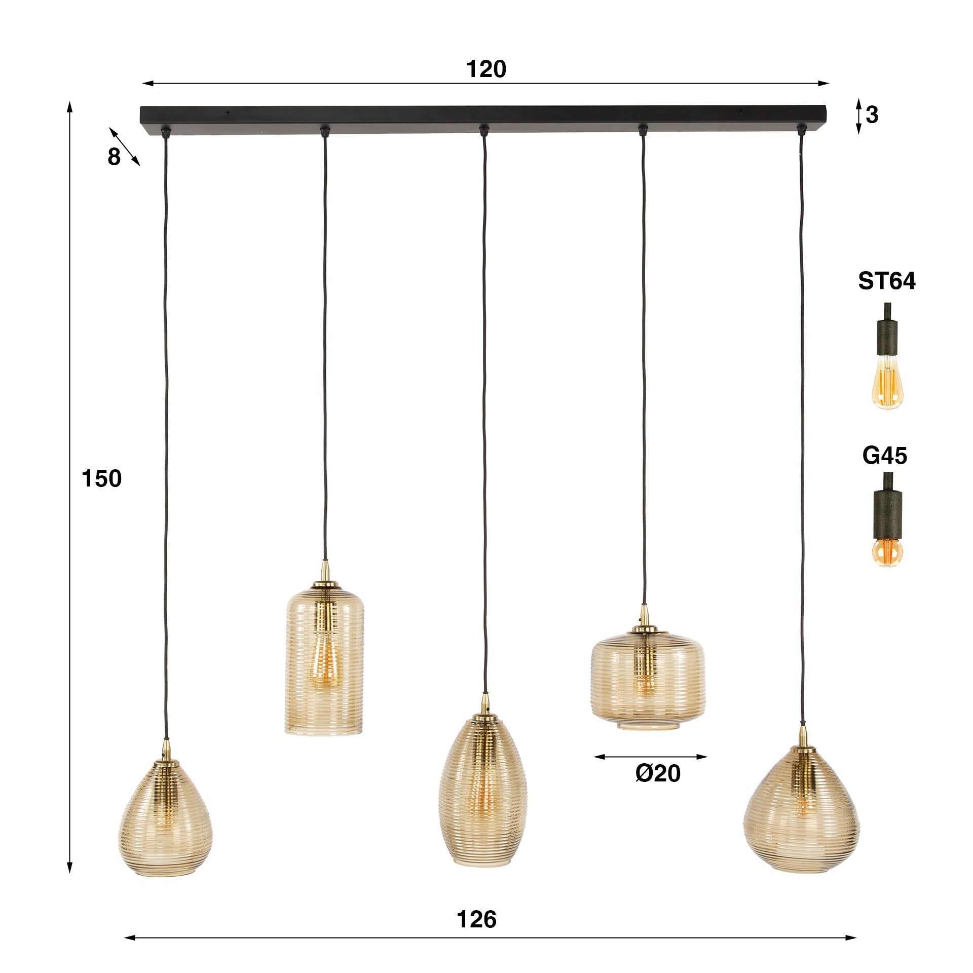 Hanglamp Alfie 5L - Industrieelinhuis.nl