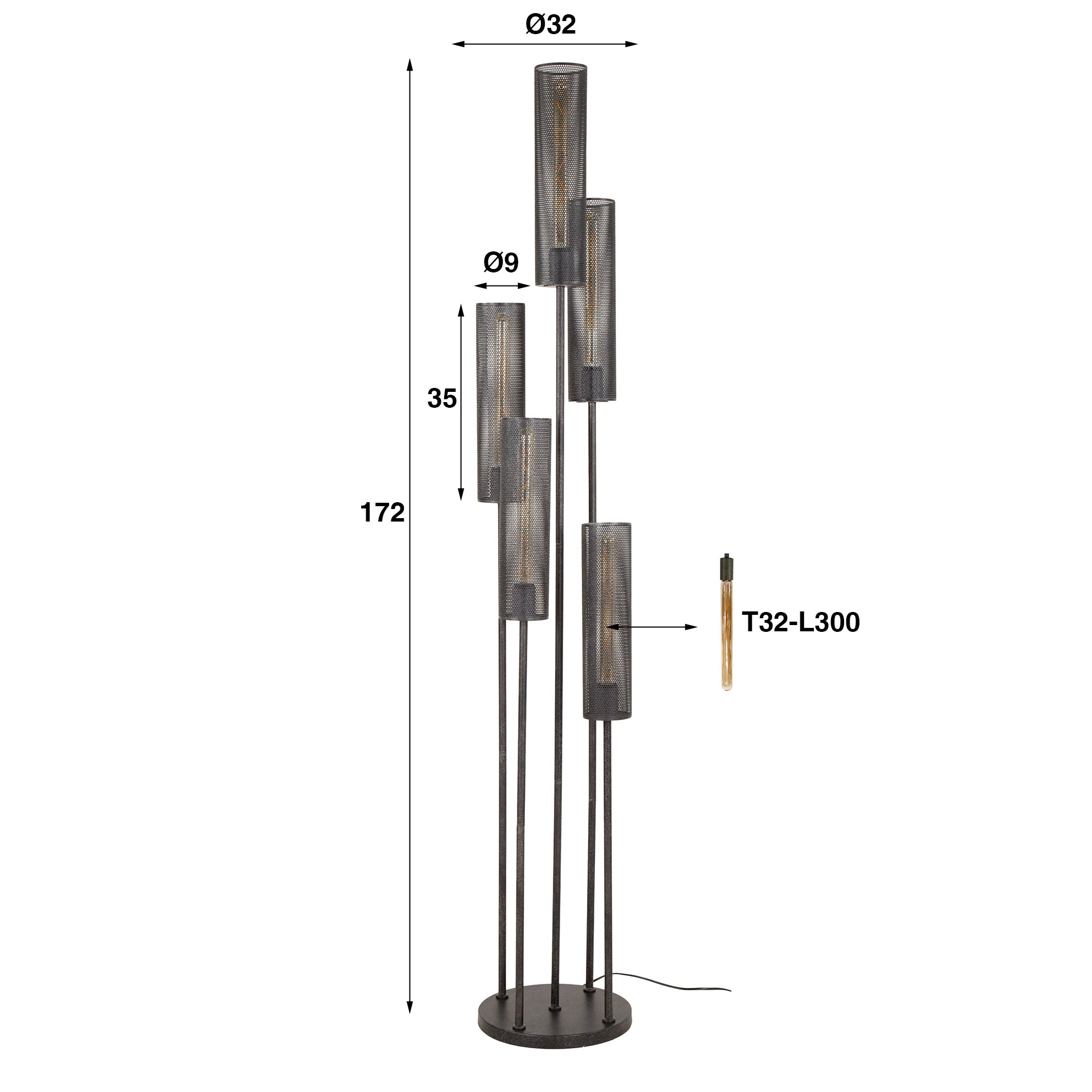 Vloerlamp Puro Getrapt 5L - Industrieelinhuis.nl