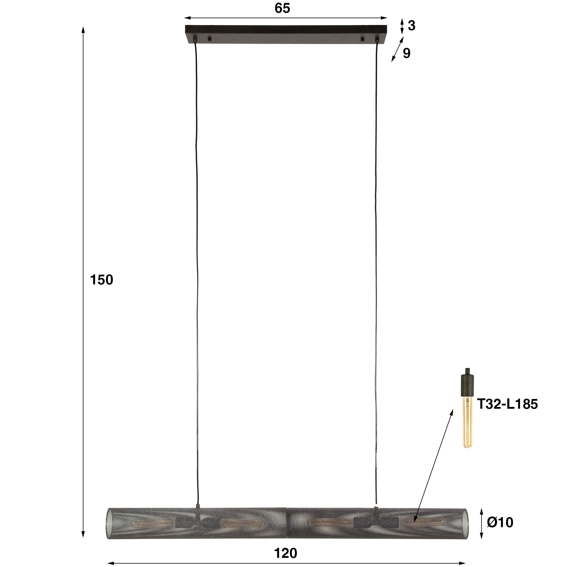 Hanglamp Polara Tube 120cm - Industrieelinhuis.nl