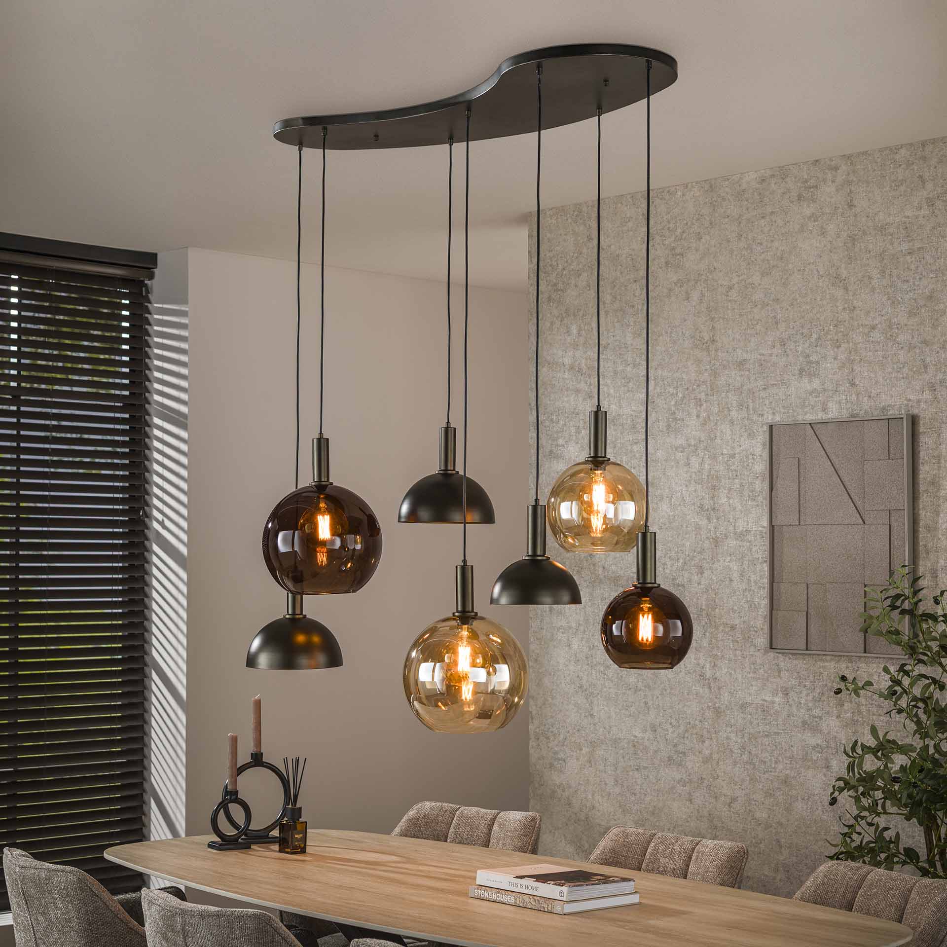Hanglamp Clyde 4+3 L - Industrieelinhuis.nl