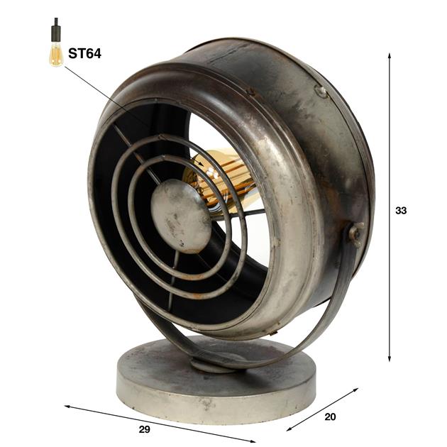Tafellamp industrieel groot Straal Oud zilver 1 lichtpunt - Industrieelinhuis.nl