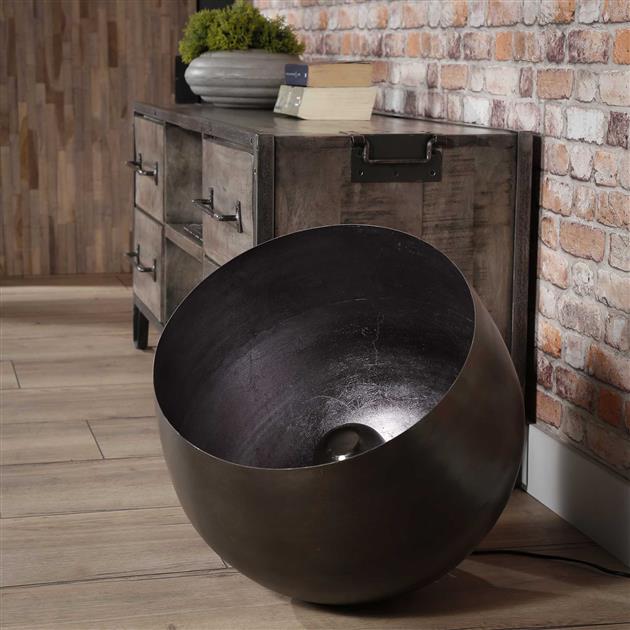 Grondlamp Bira XL Zwart Nikkel Ø50 cm - Industrieelinhuis.nl