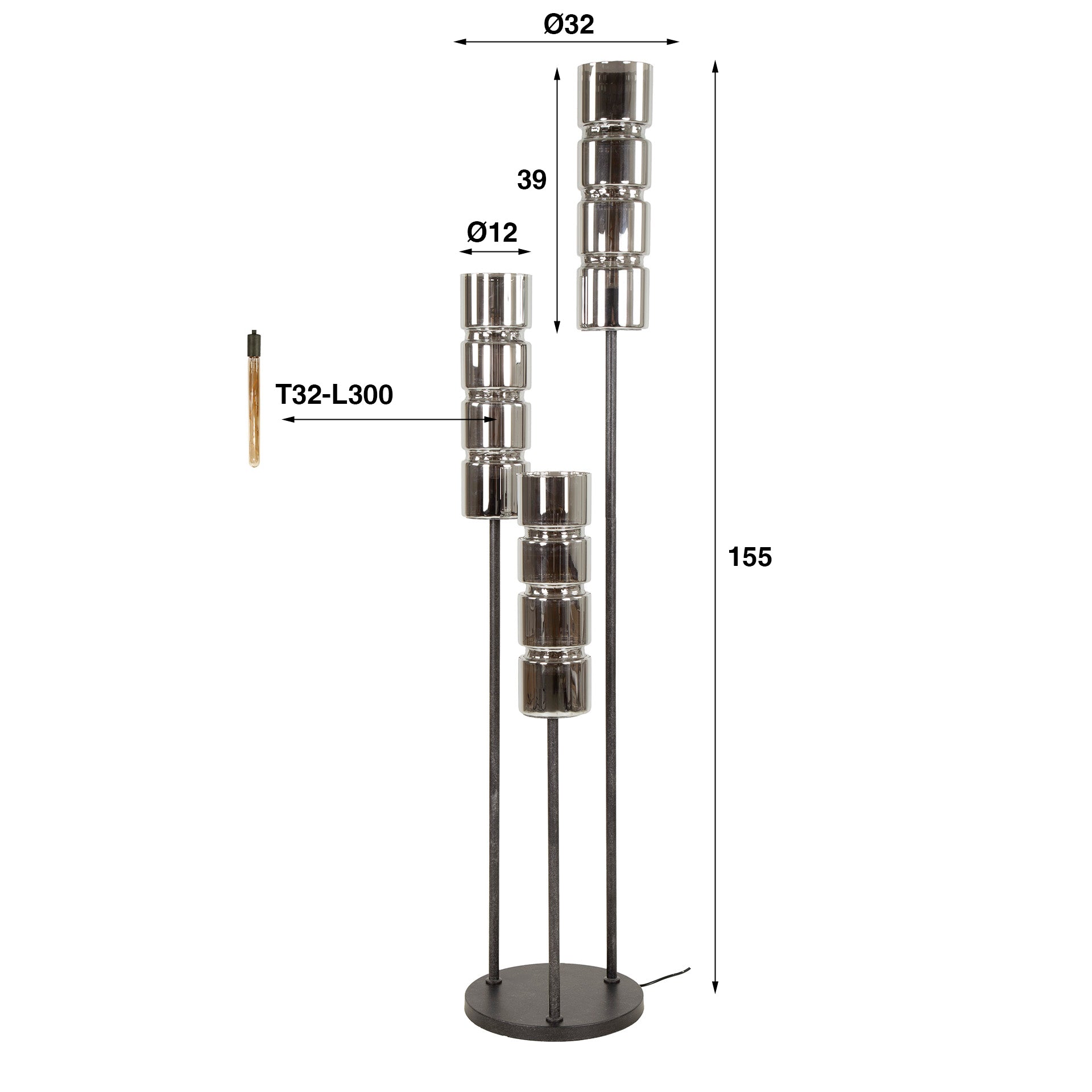 Vloerlamp Freddy 3L - Industrieelinhuis.nl