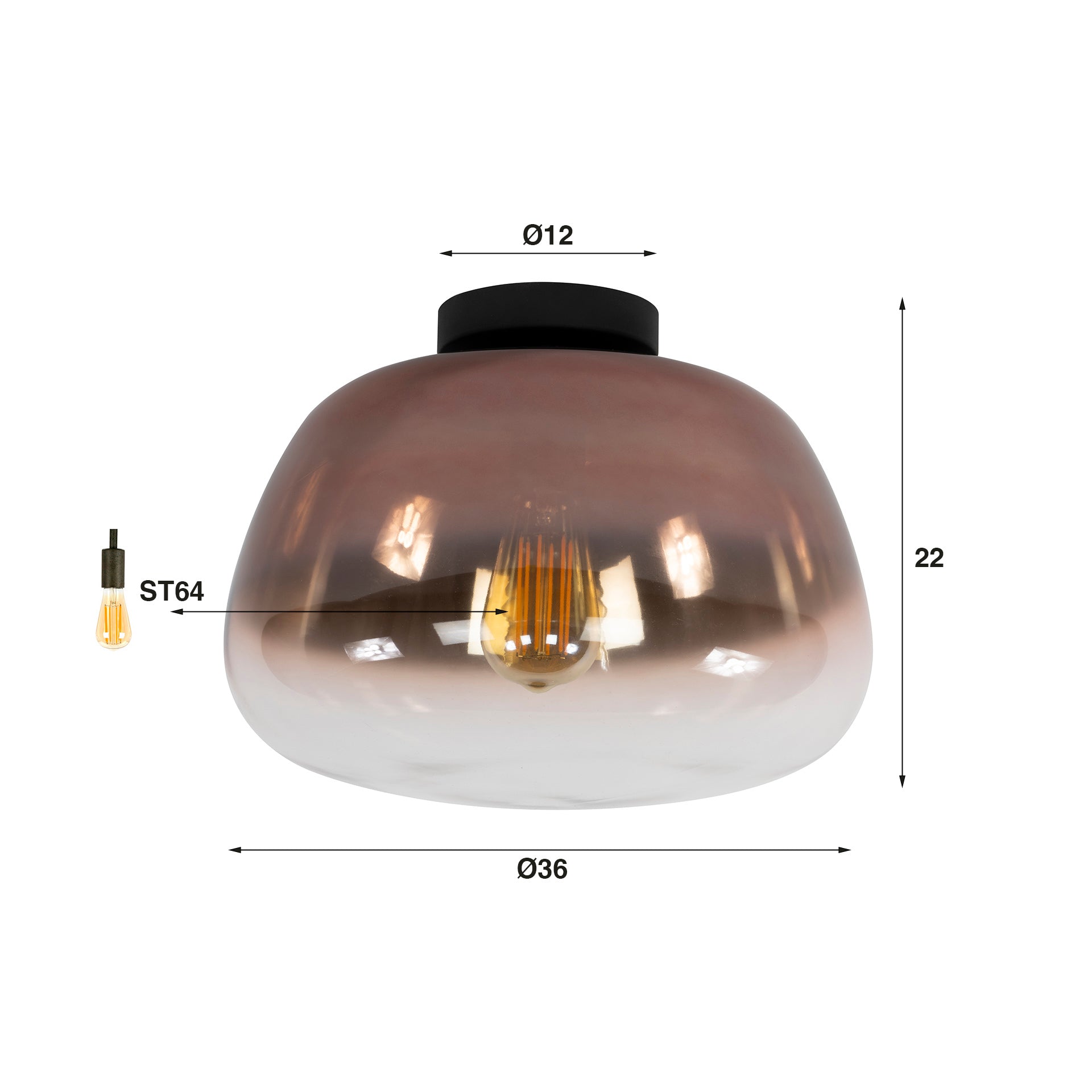 Plafondlamp Pulse Shaded Koper - Industrieelinhuis.nl