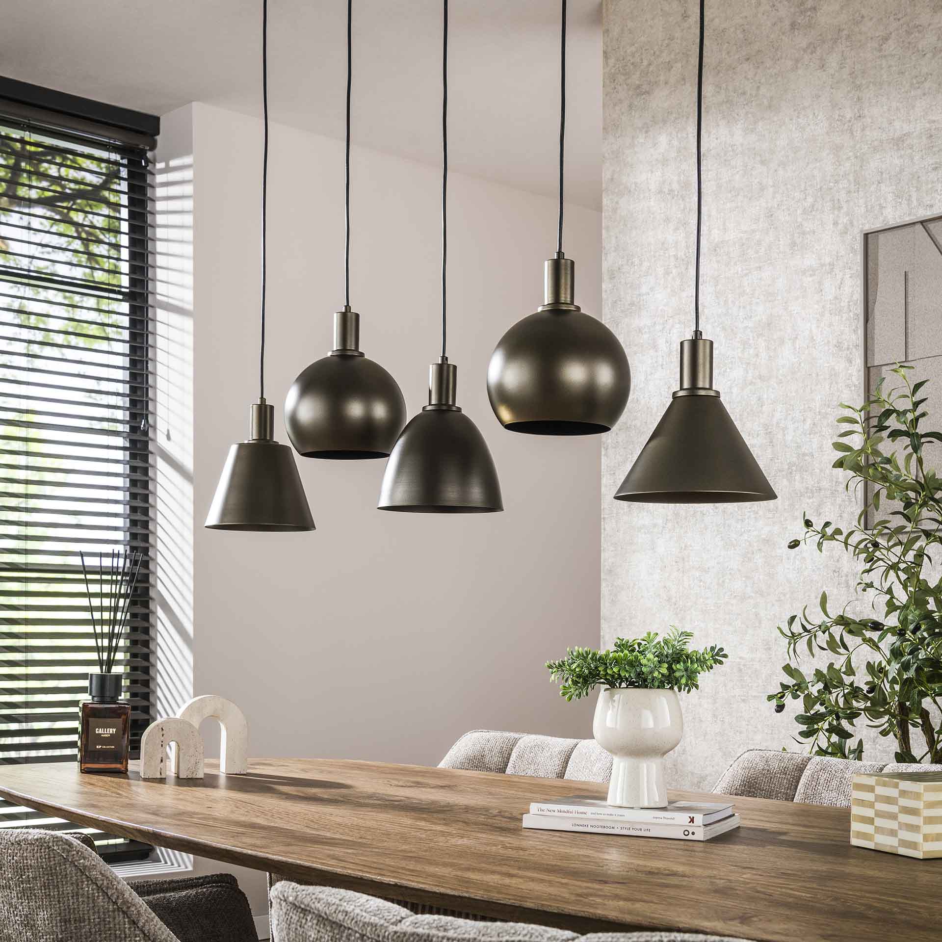 Hanglamp 5L Stellaro Donkerbruin - Industrieelinhuis.nl