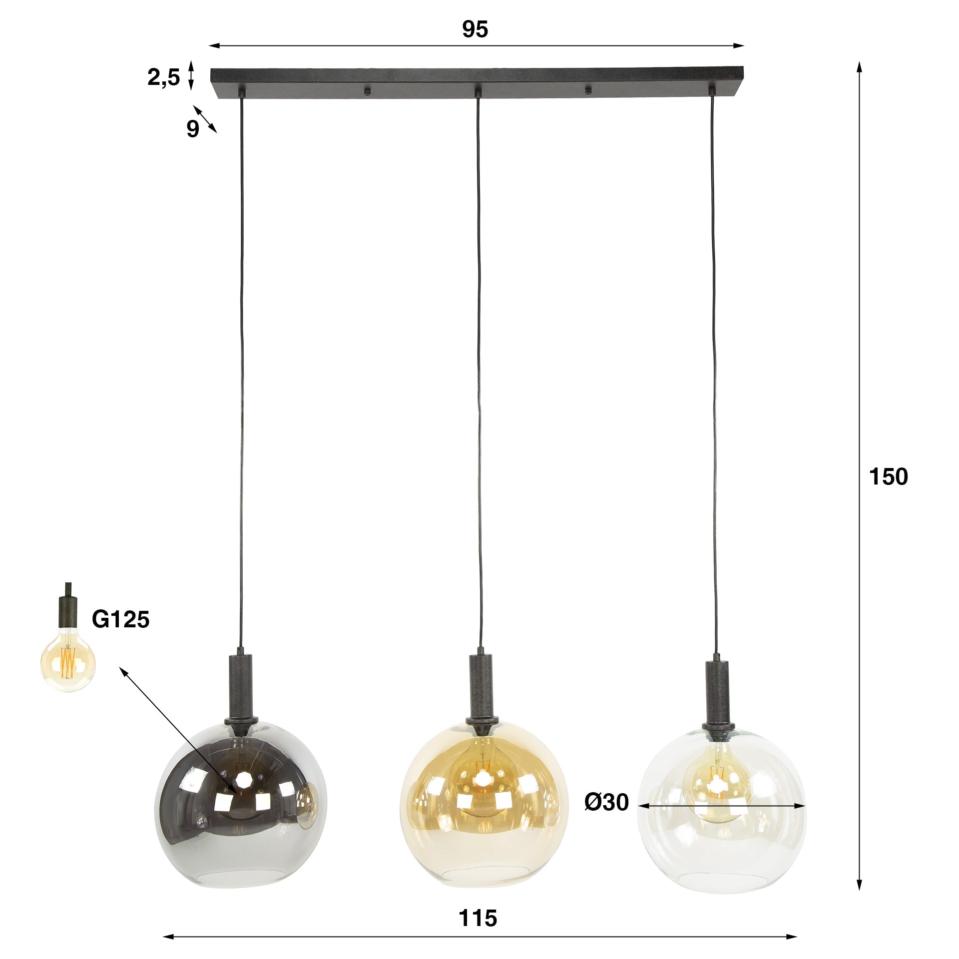 Hanglamp Vera 3L - Industrieelinhuis.nl