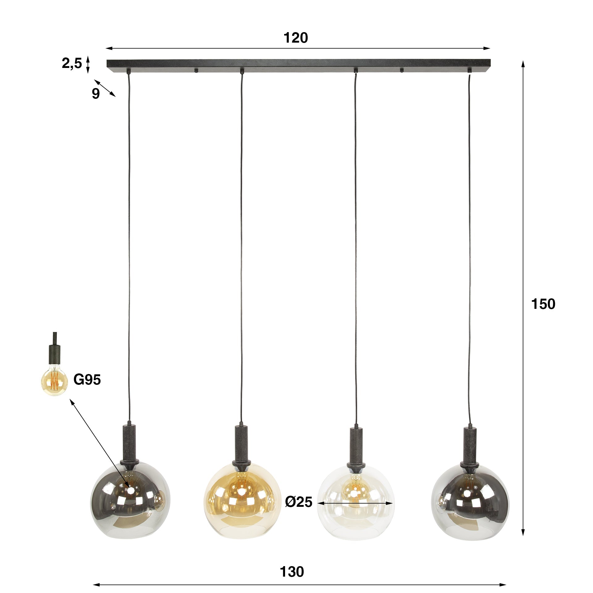 Hanglamp Vera 4L - Industrieelinhuis.nl