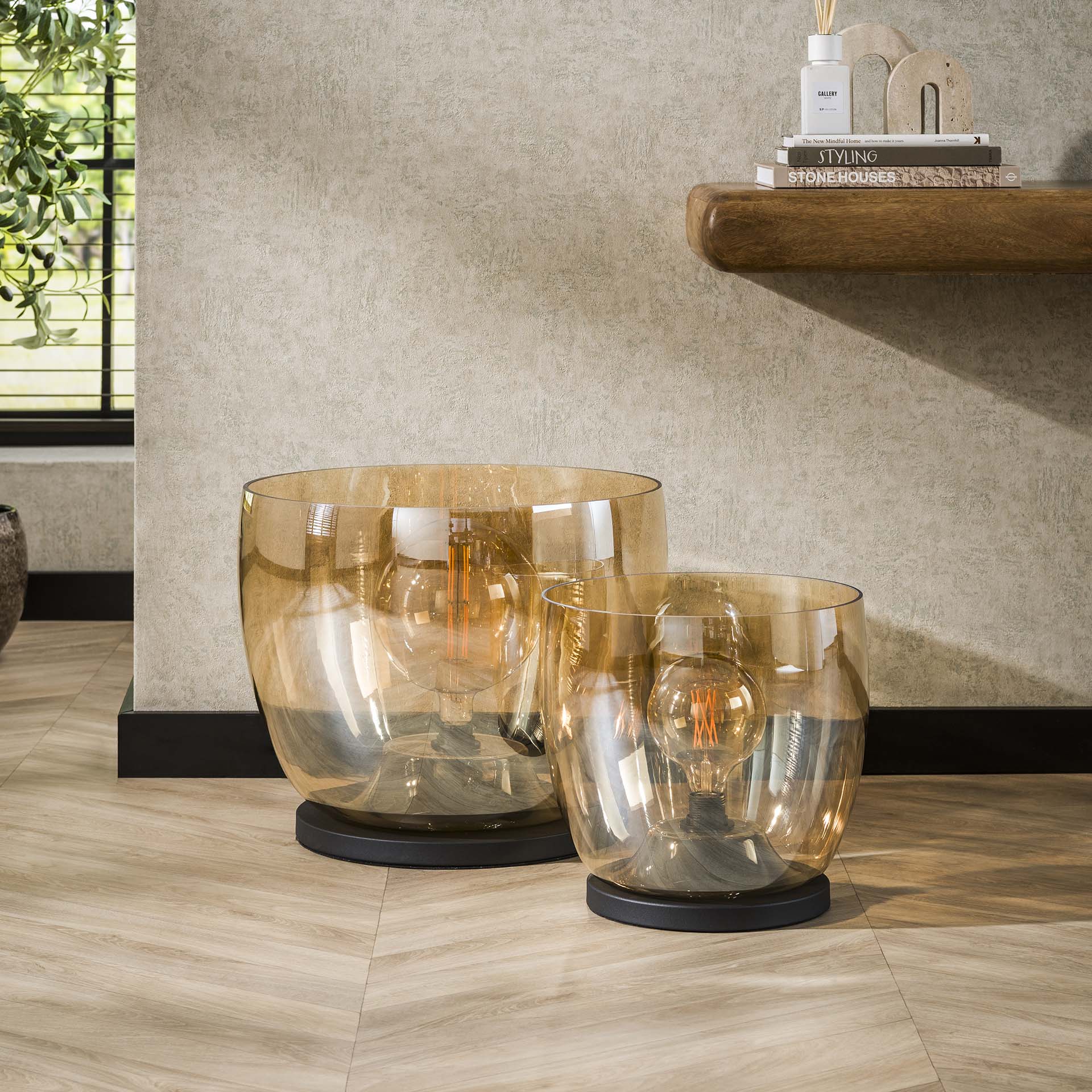 Vloerlamp XL Rise gekleurd glas Amber - Industrieelinhuis.nl